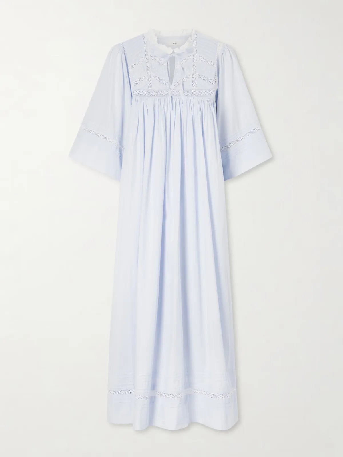 Magnolia Lace-Trimmed Organic Cotton Midi Dress