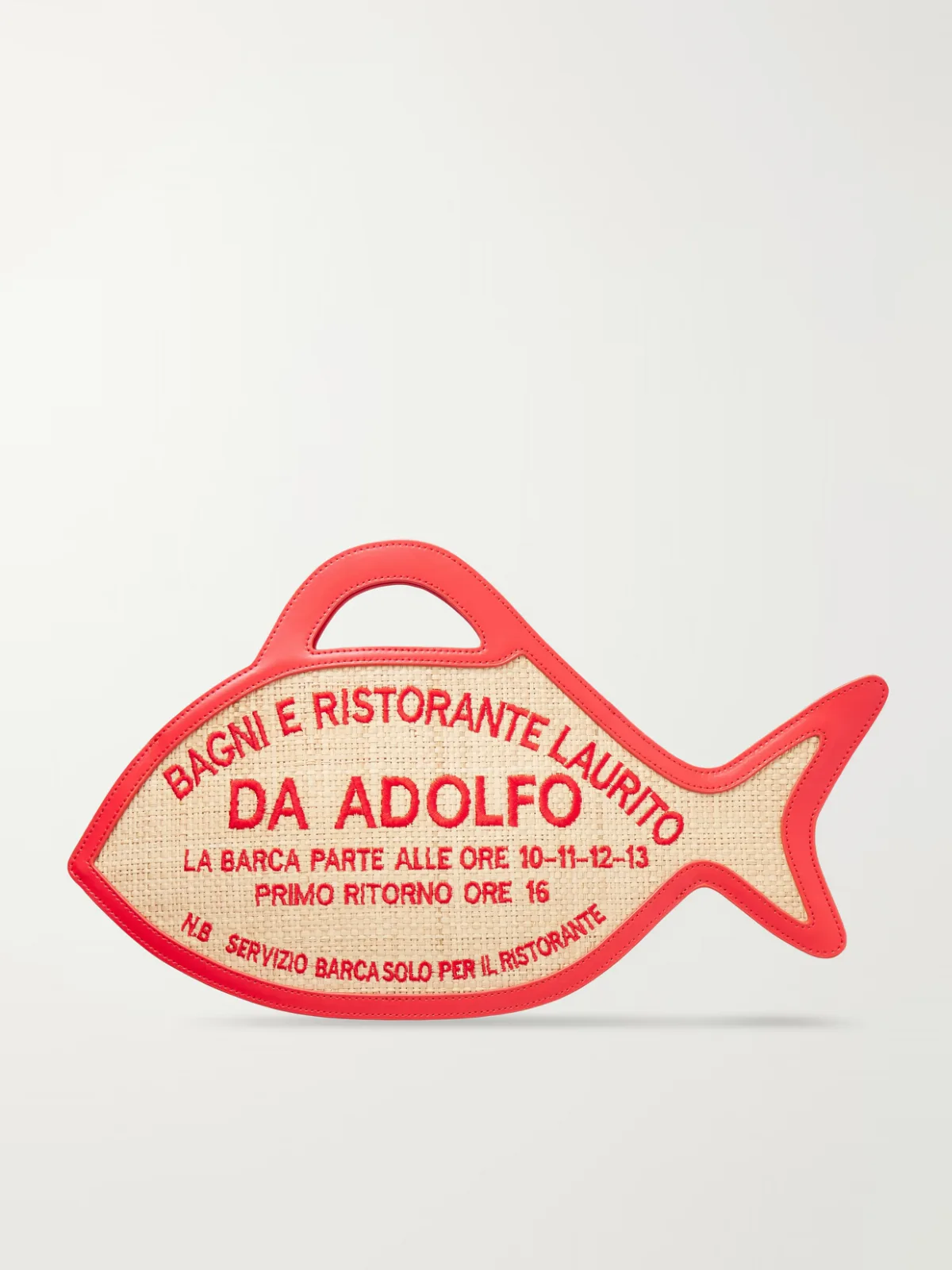 STAUD + Da Adolfo Cleo Raffia Leather Handbag