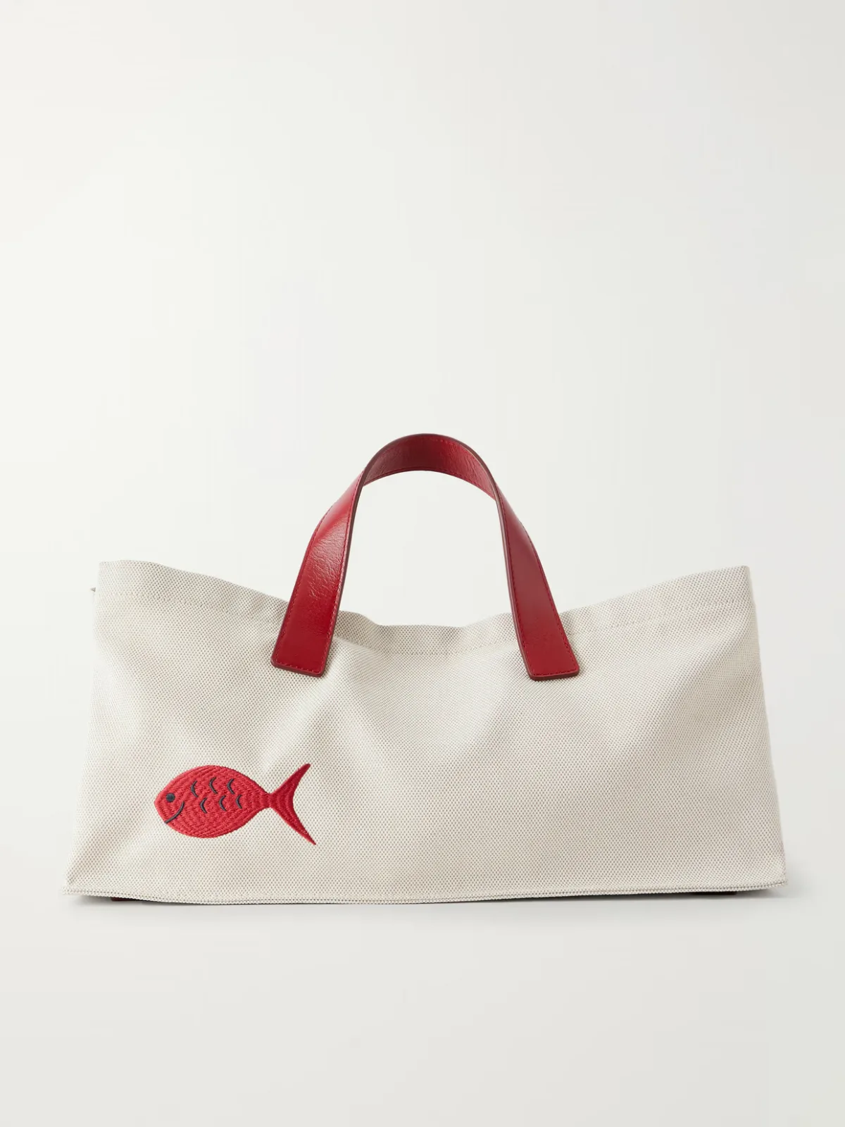 +da Adolfo Port Logo Embroidered Canvas Tote