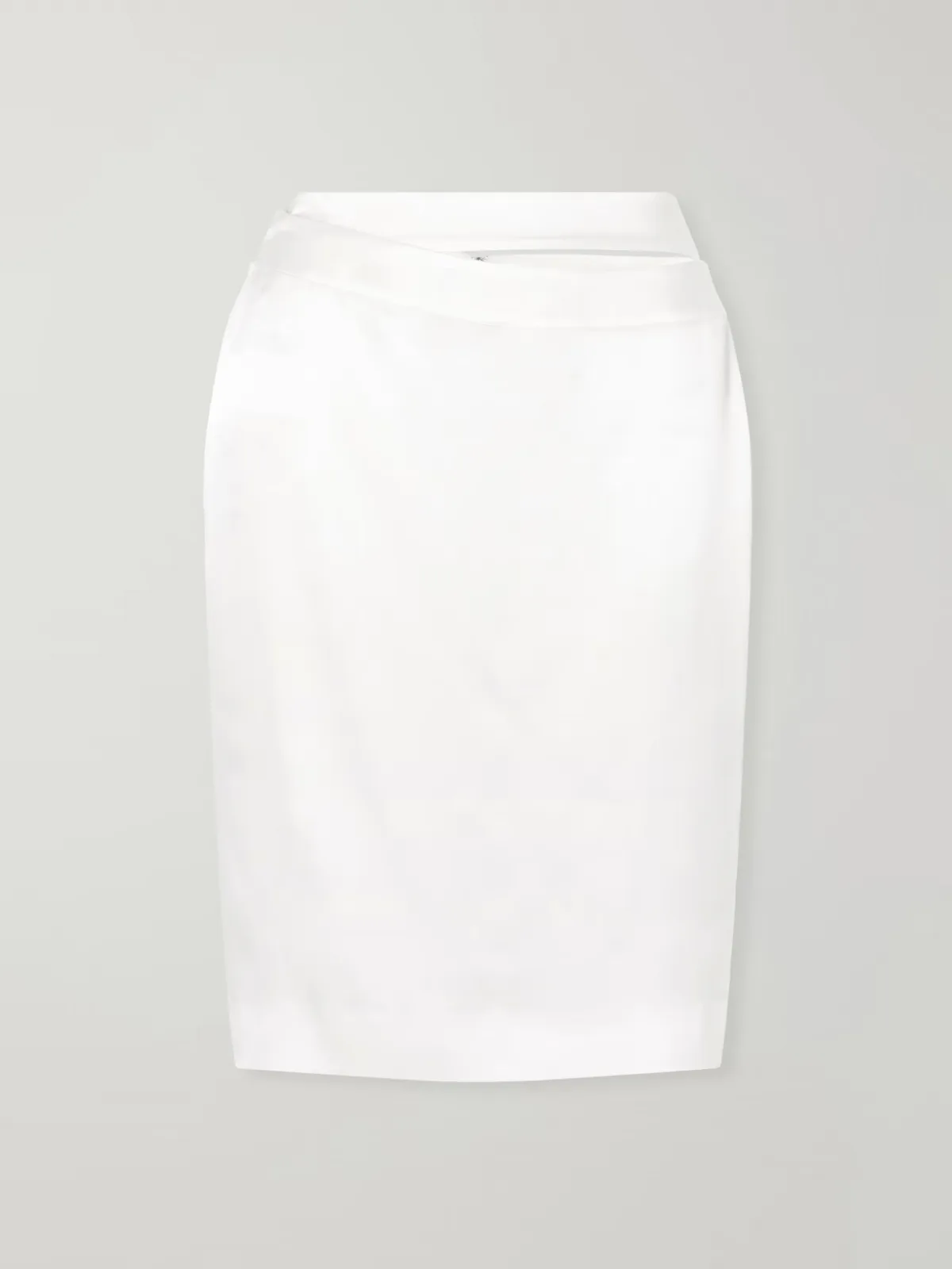 June Cut-Out Silk-Satin Knee-Length Skirt
