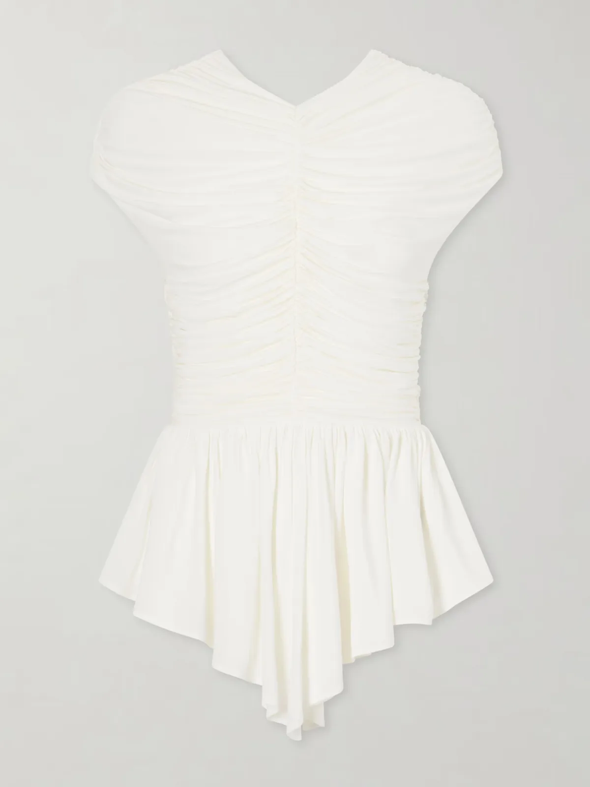 Gabor Ruched Ruffled Stretch-Jersey Blouse
