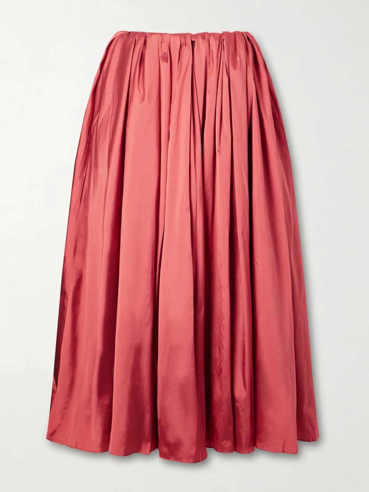 Elodie Pleated Duchesse-Satin Midi Skirt