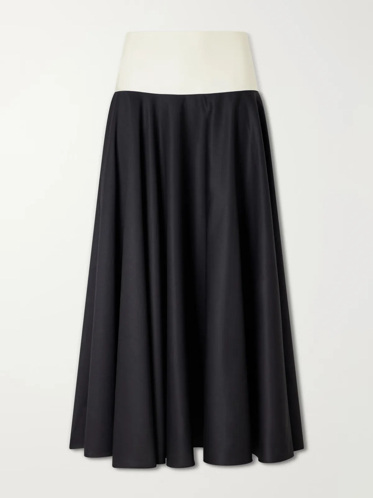 Pleated Cotton-Poplin Midi Skirt