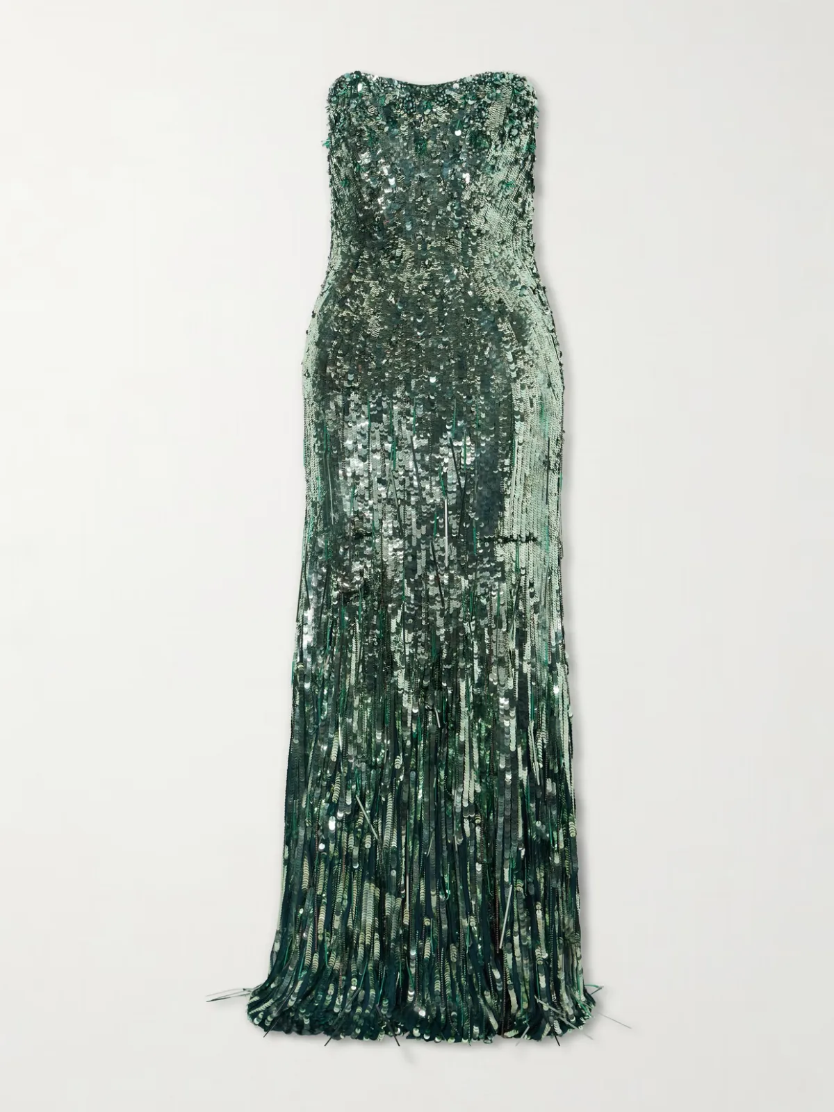 Kimi Frayed Sequined Tulle Gown