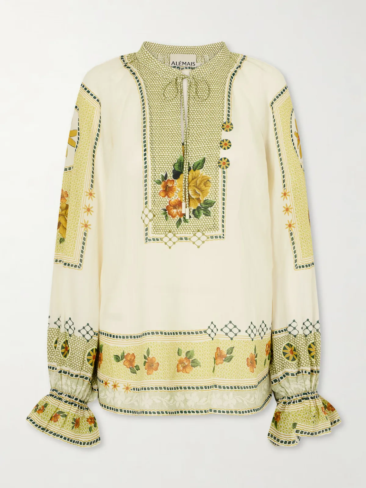 Dixie Floral-Print Ramie Top