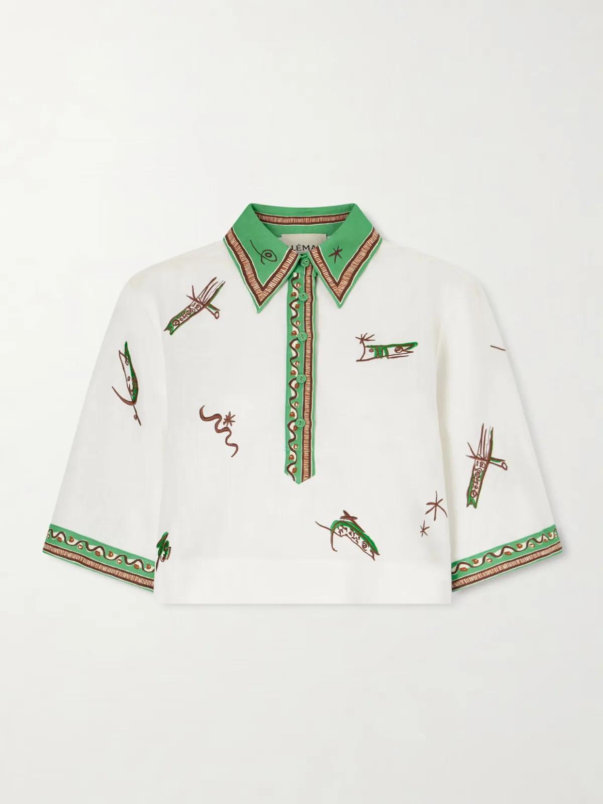 Wanda Printed Embroidered Linen Shirt