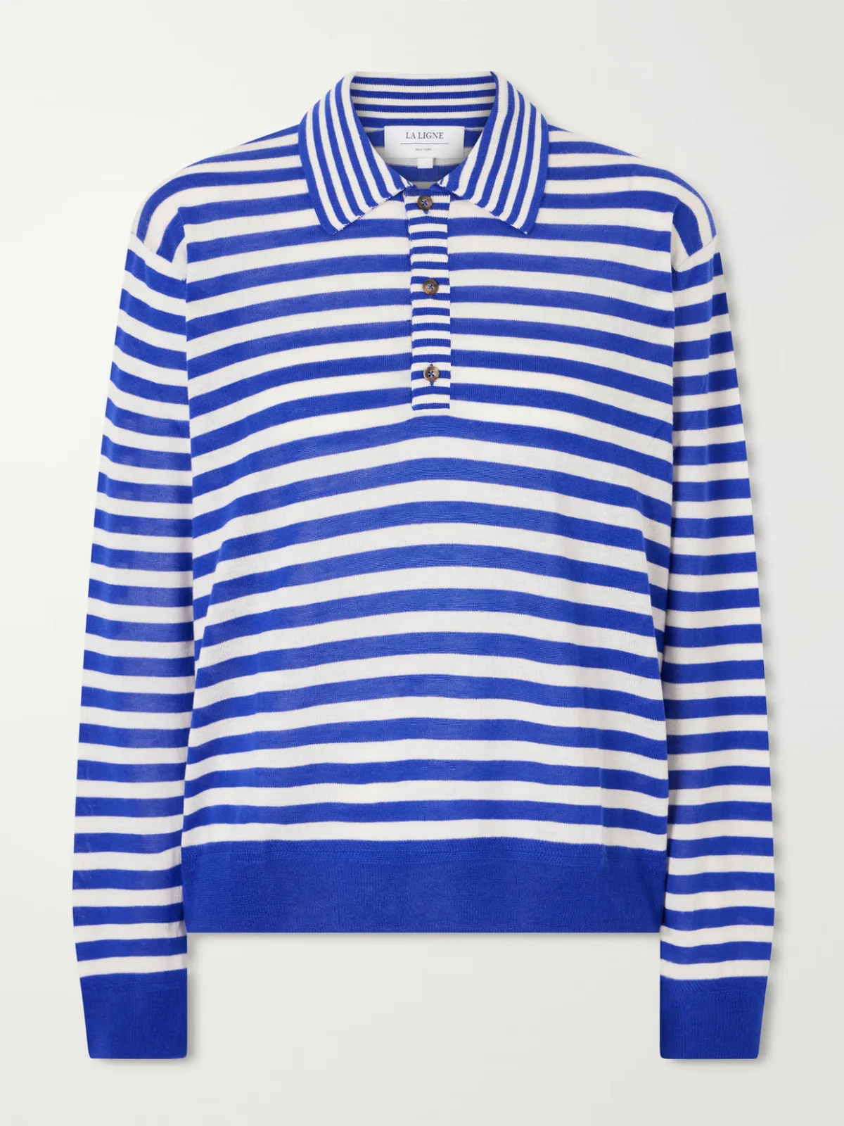 Ben Striped Silk, Wool and Cashmere-Blend Polo Sweater