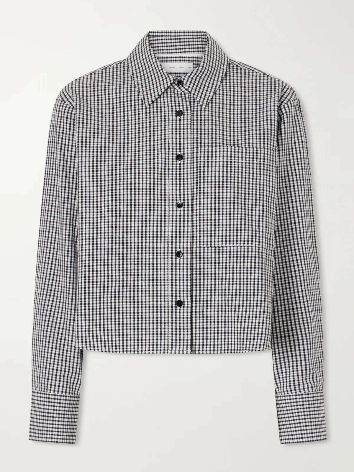Olive Cropped Checked Cotton and Linen-Blend Poplin Shirt