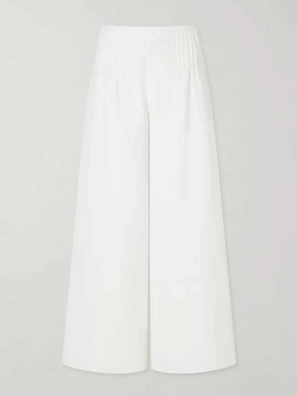Beatrice Pintucked Cotton Wide-Leg Pants