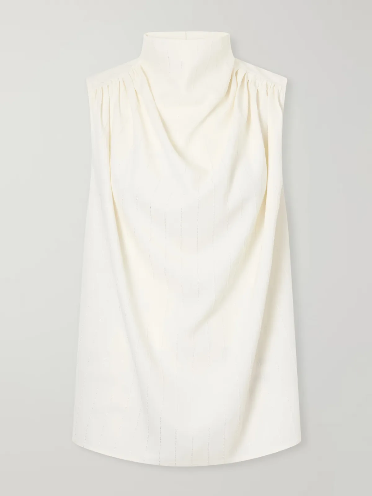 Penny Sequined Ruched Striped Twill Top