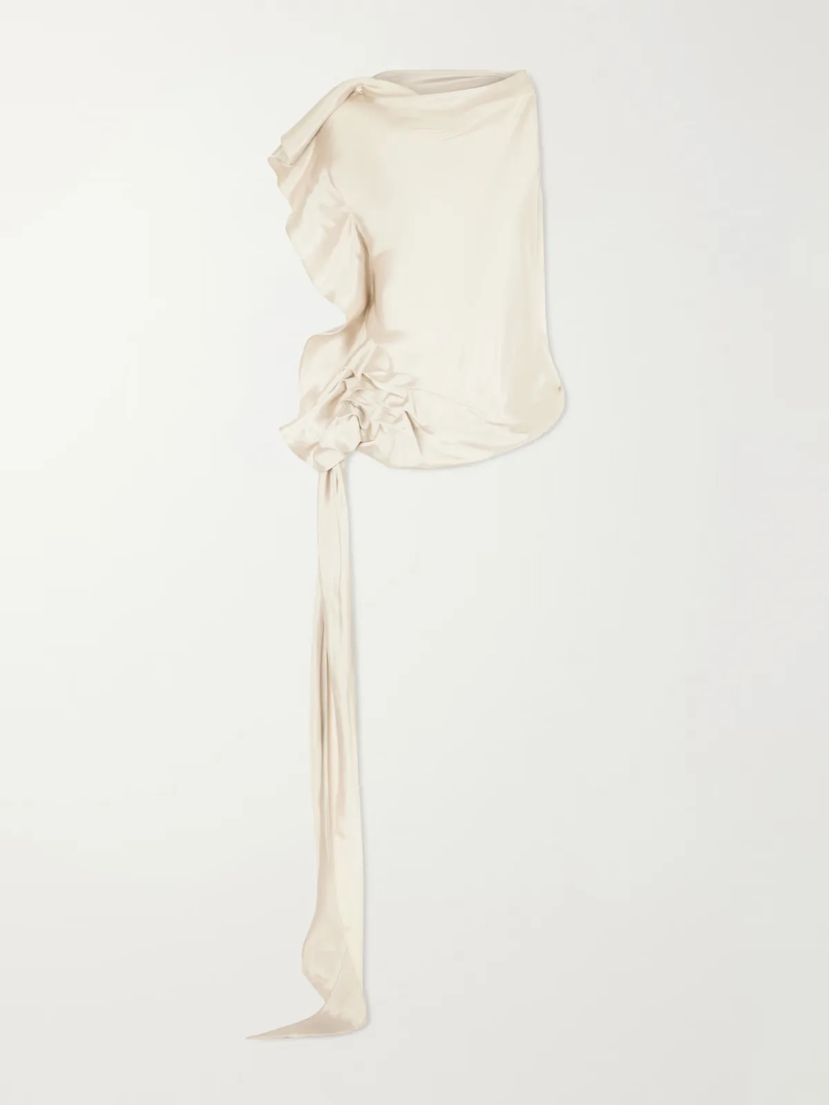 Elif Asymmetric Ruched Woven Blouse