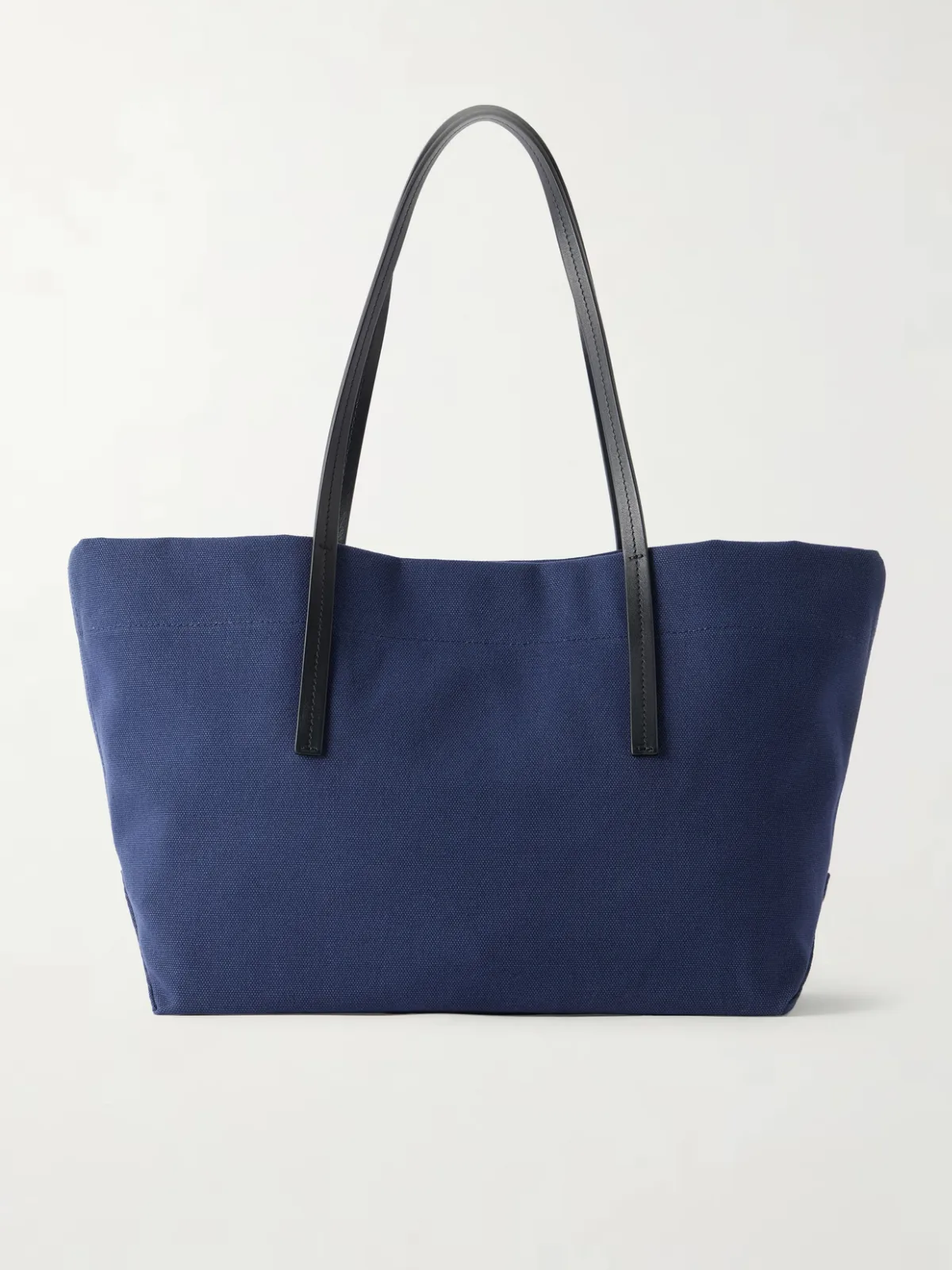 Driving Leather-Trimmed Canvas Tote