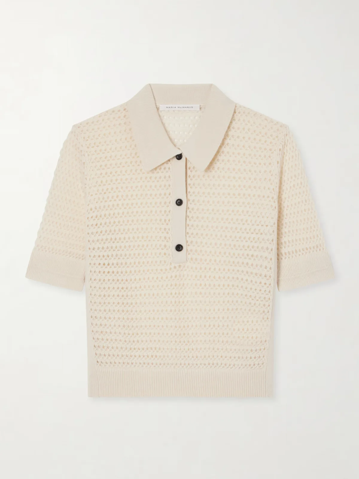 Cashmere and Cotton-Blend Crocheted Polo Shirt