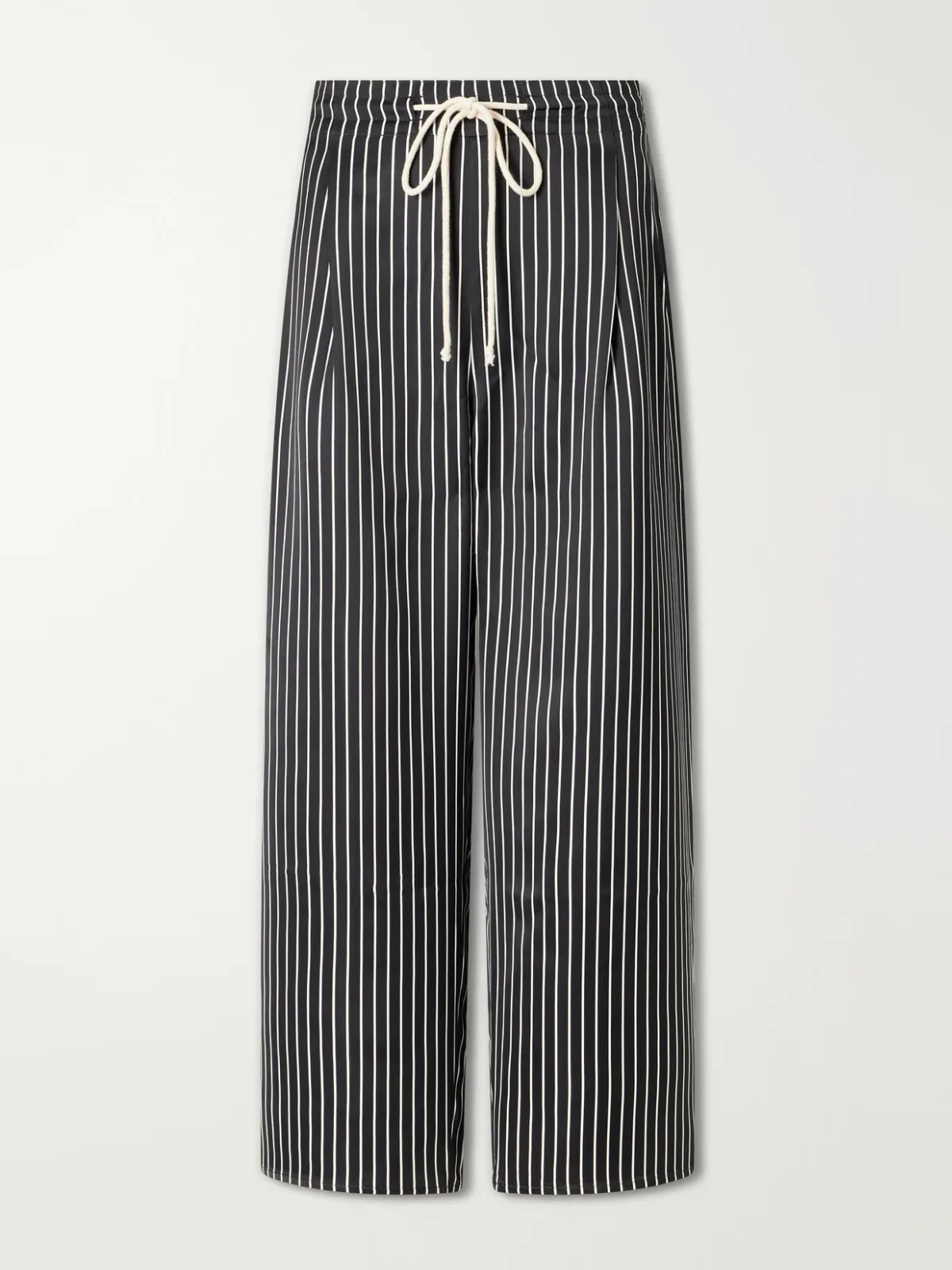 Balloon Drawstring Habotai Wide-Leg Pants
