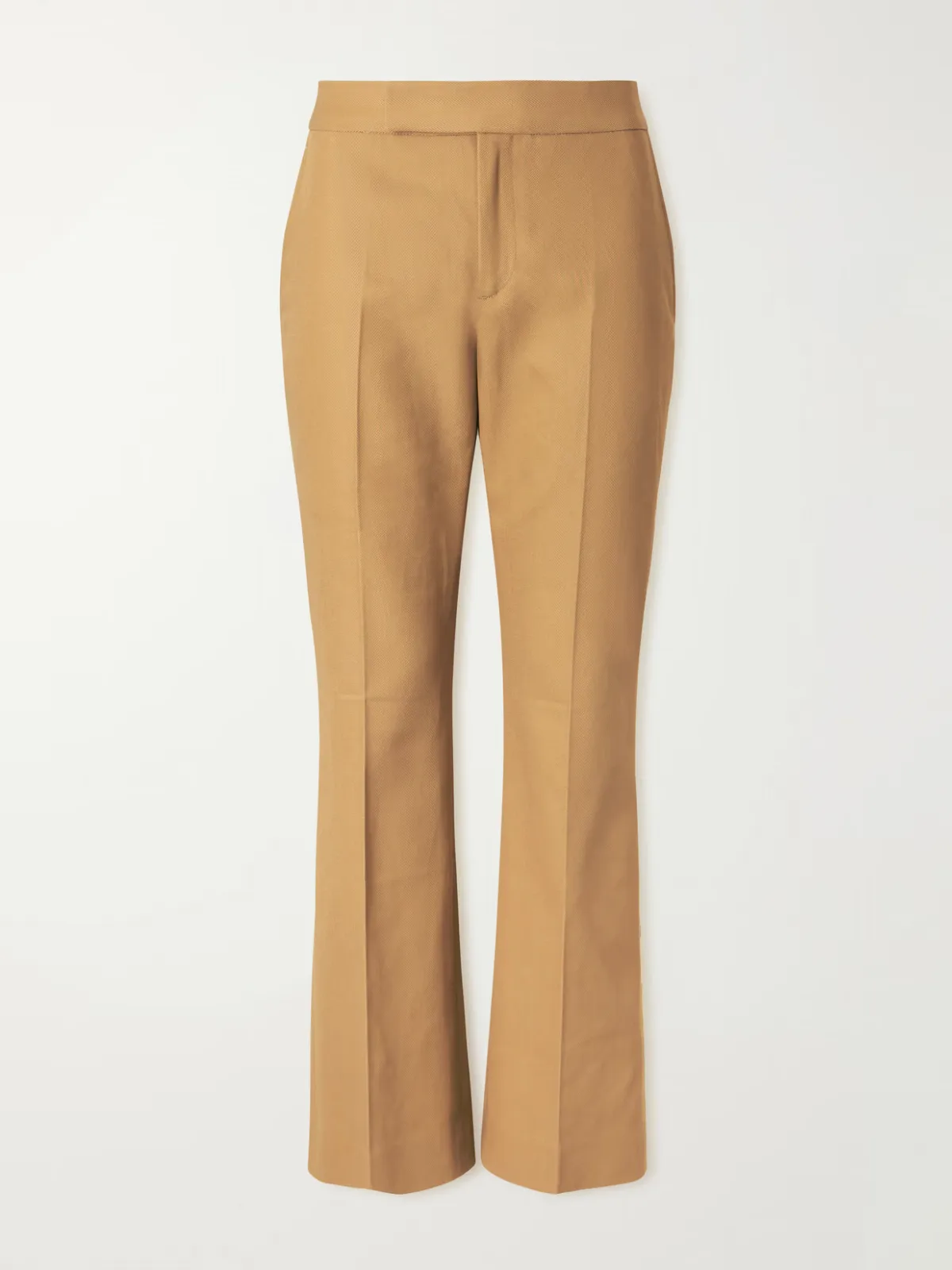 Cotton-Blend Straight-Leg High-Waist Pants