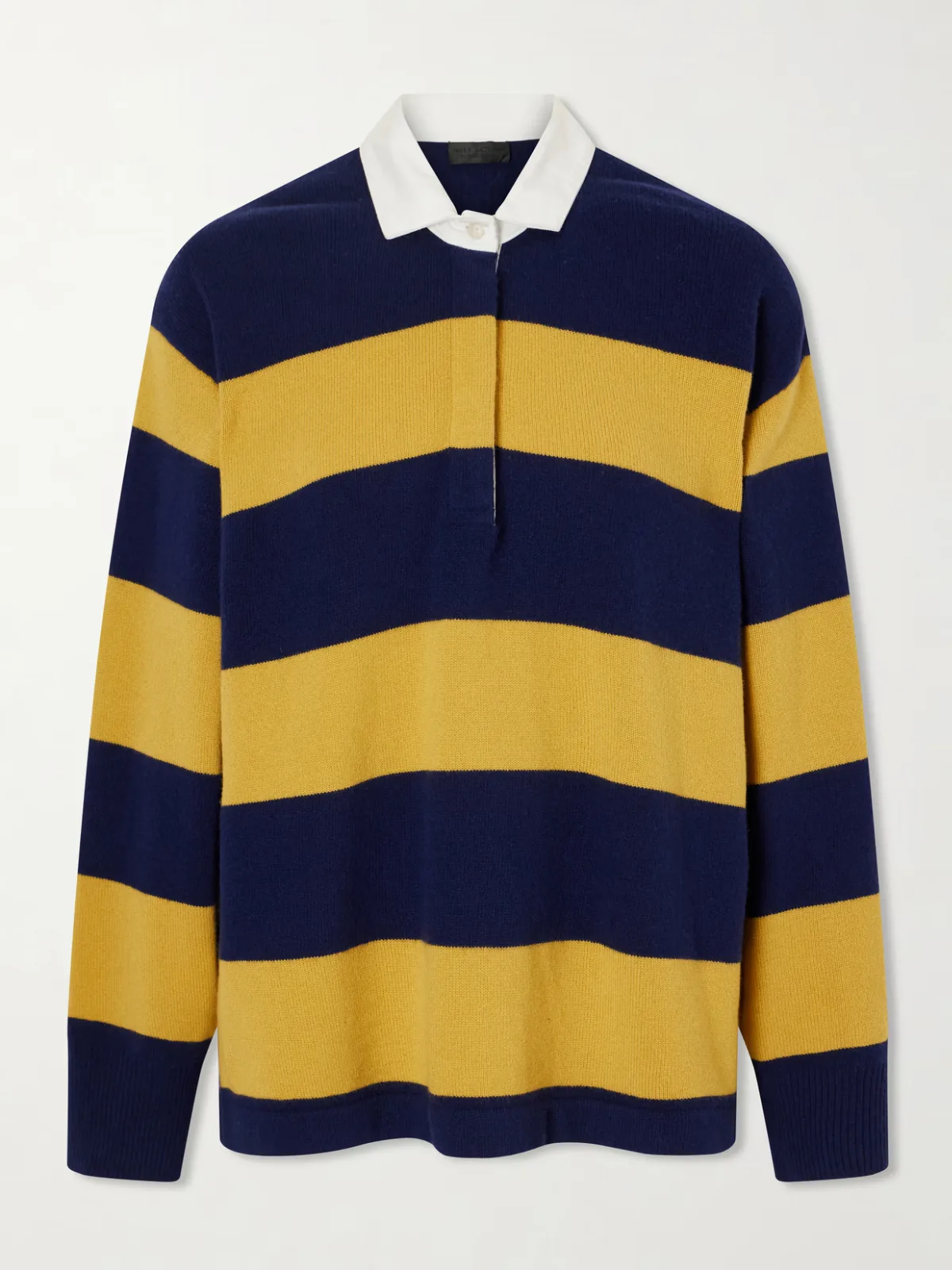 Rashida Striped Wool and Cashmere-Blend Polo Sweater