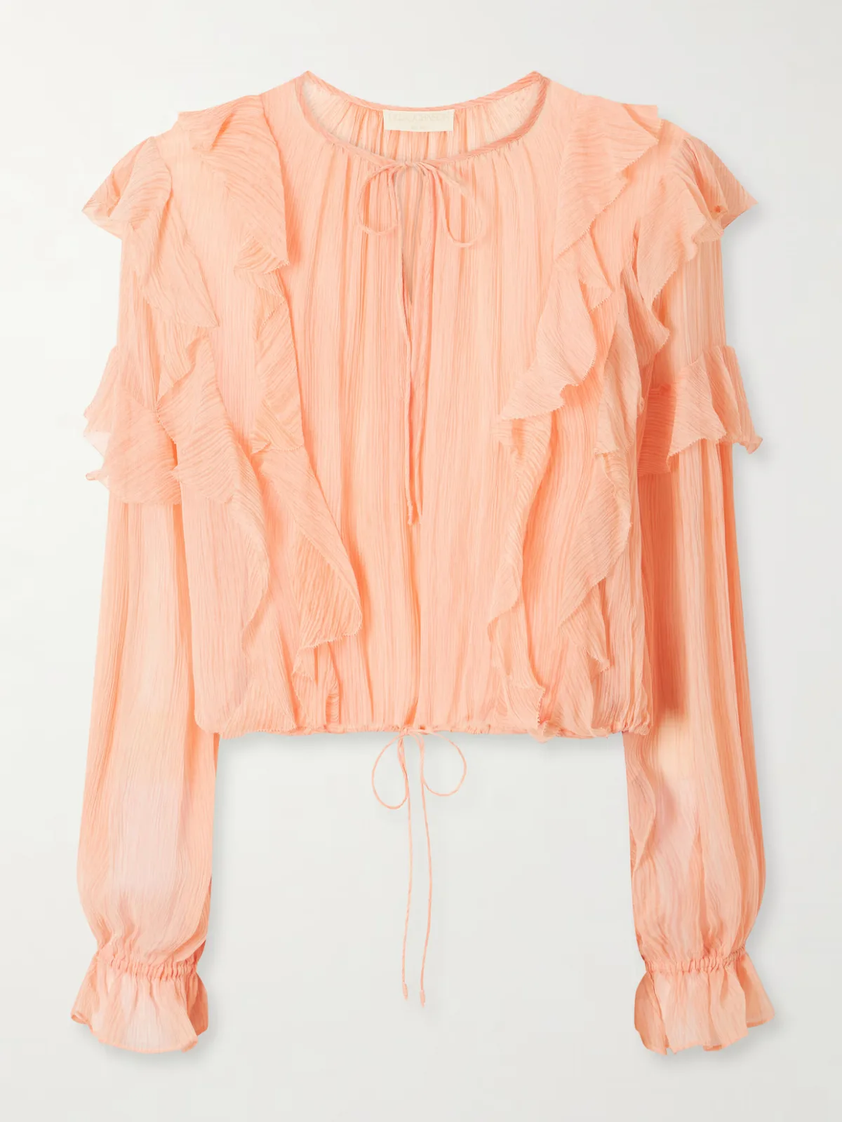 Delfina Cropped Ruffled Silk-Crepon Blouse
