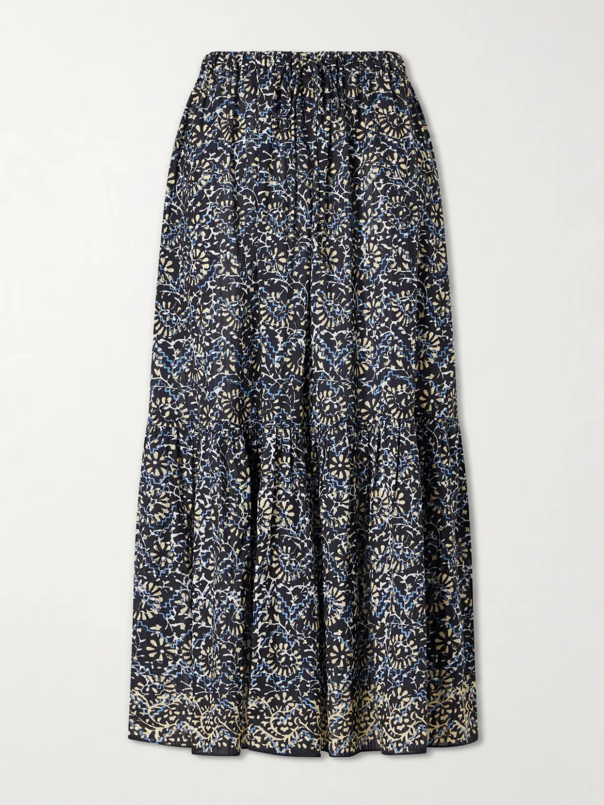 Olina Printed Cotton-Blend Midi Skirt
