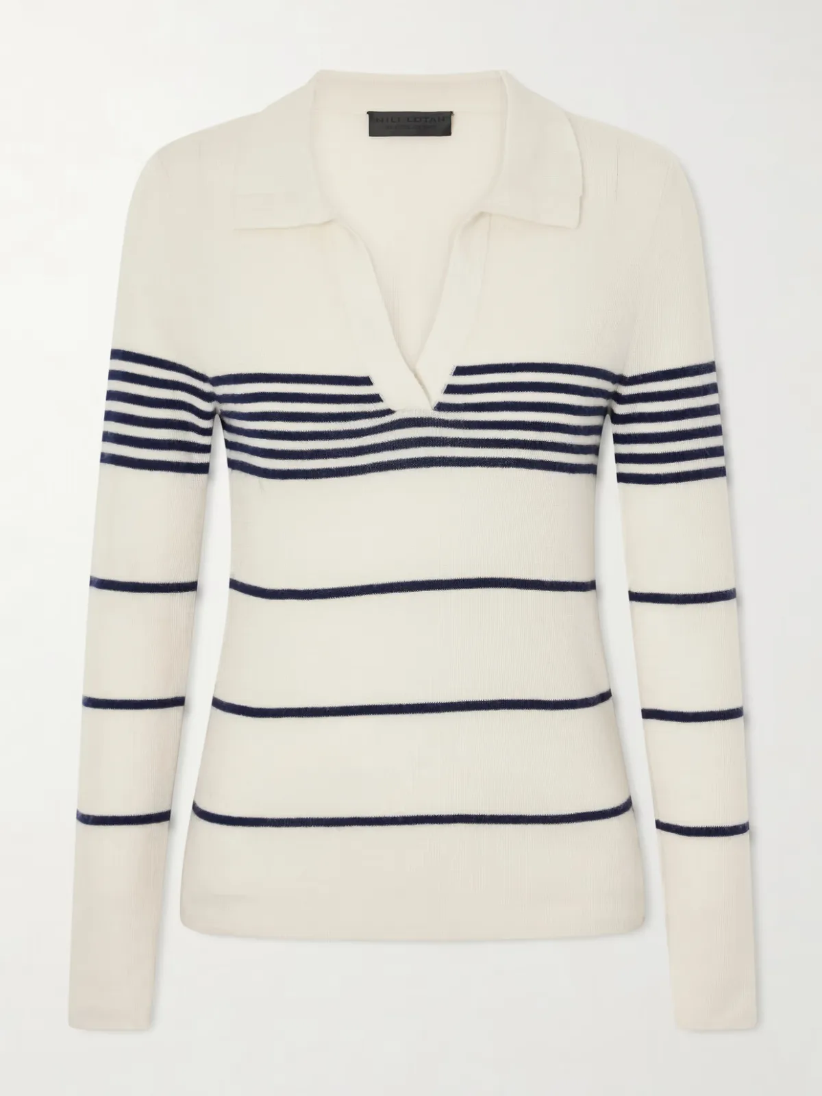 Lucille Striped Cashmere Polo Sweater