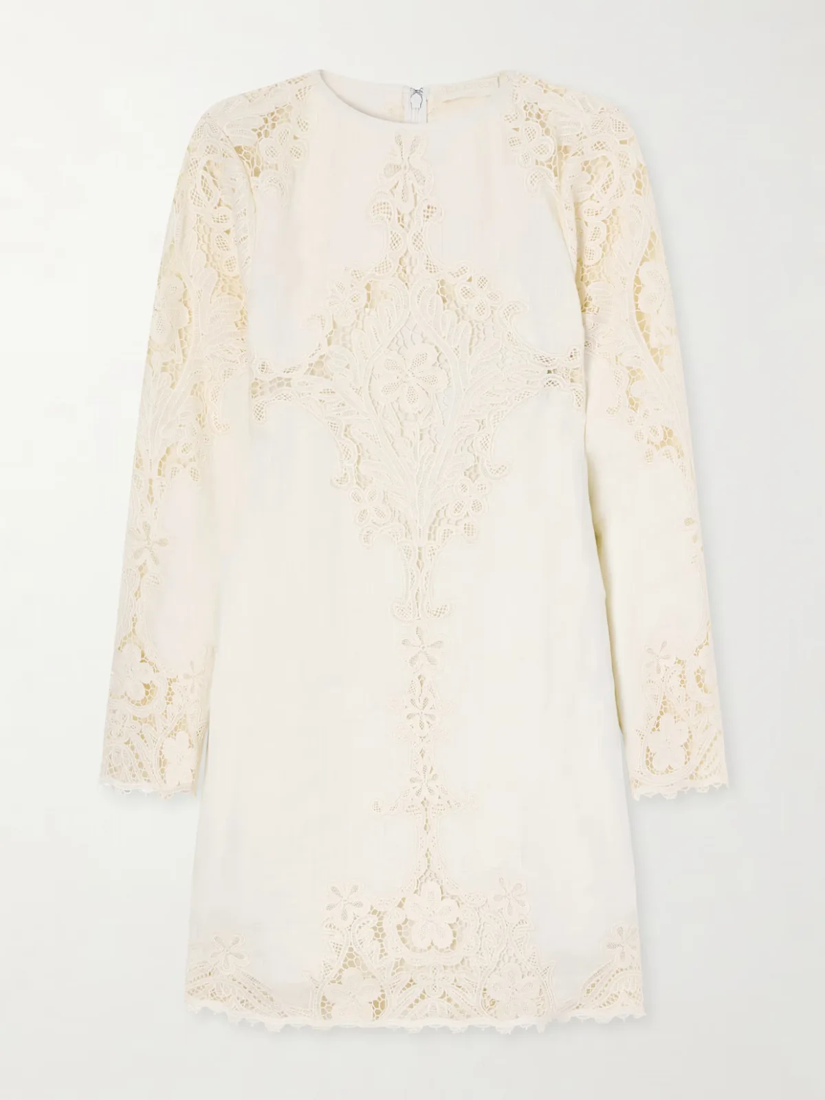 Broderie Anglaise-Trimmed Linen Mini Dress