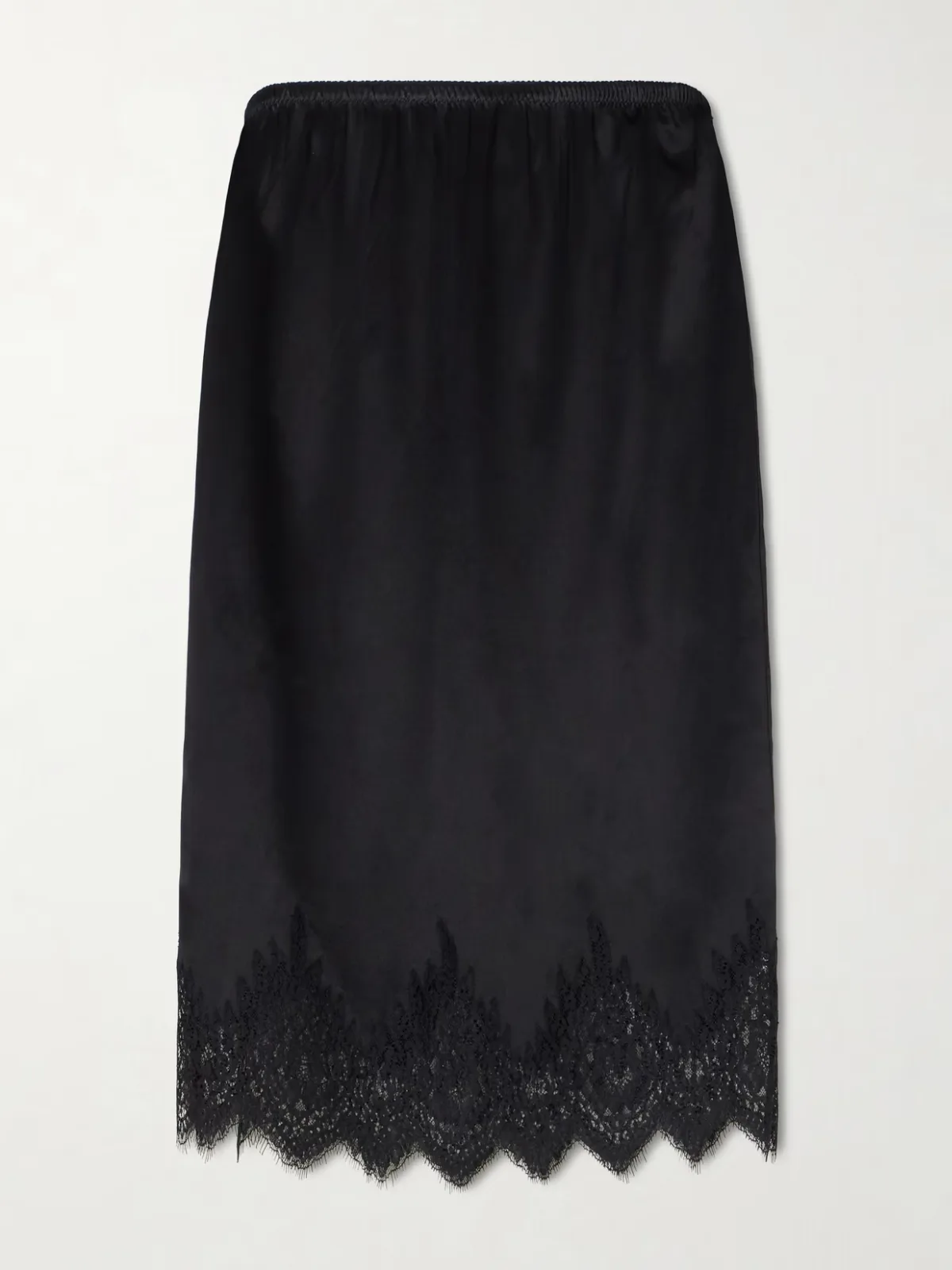Thea Lace-Trim Silk-Satin Midi Skirt