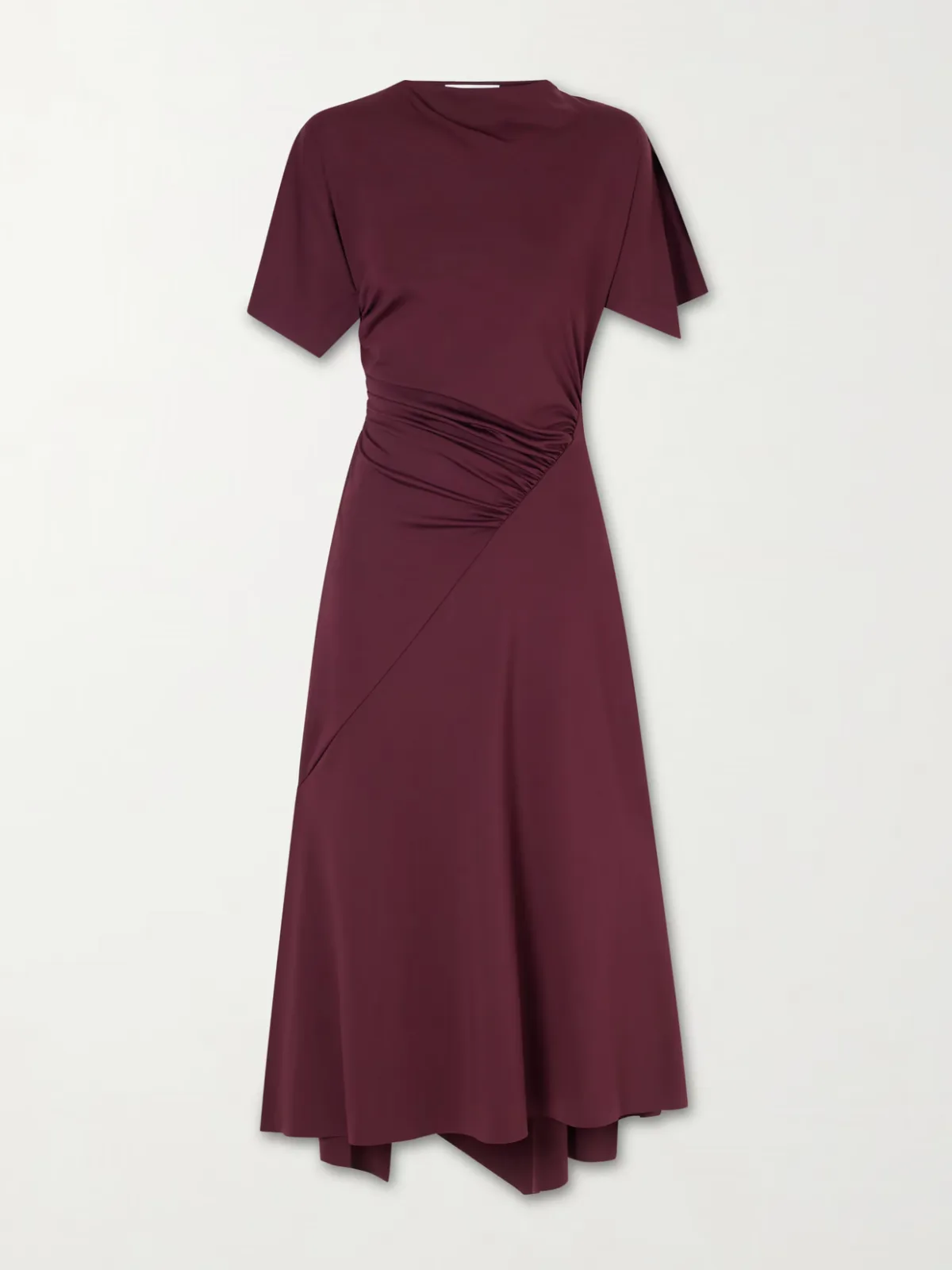 Draped Satin-Jersey Midi Dress