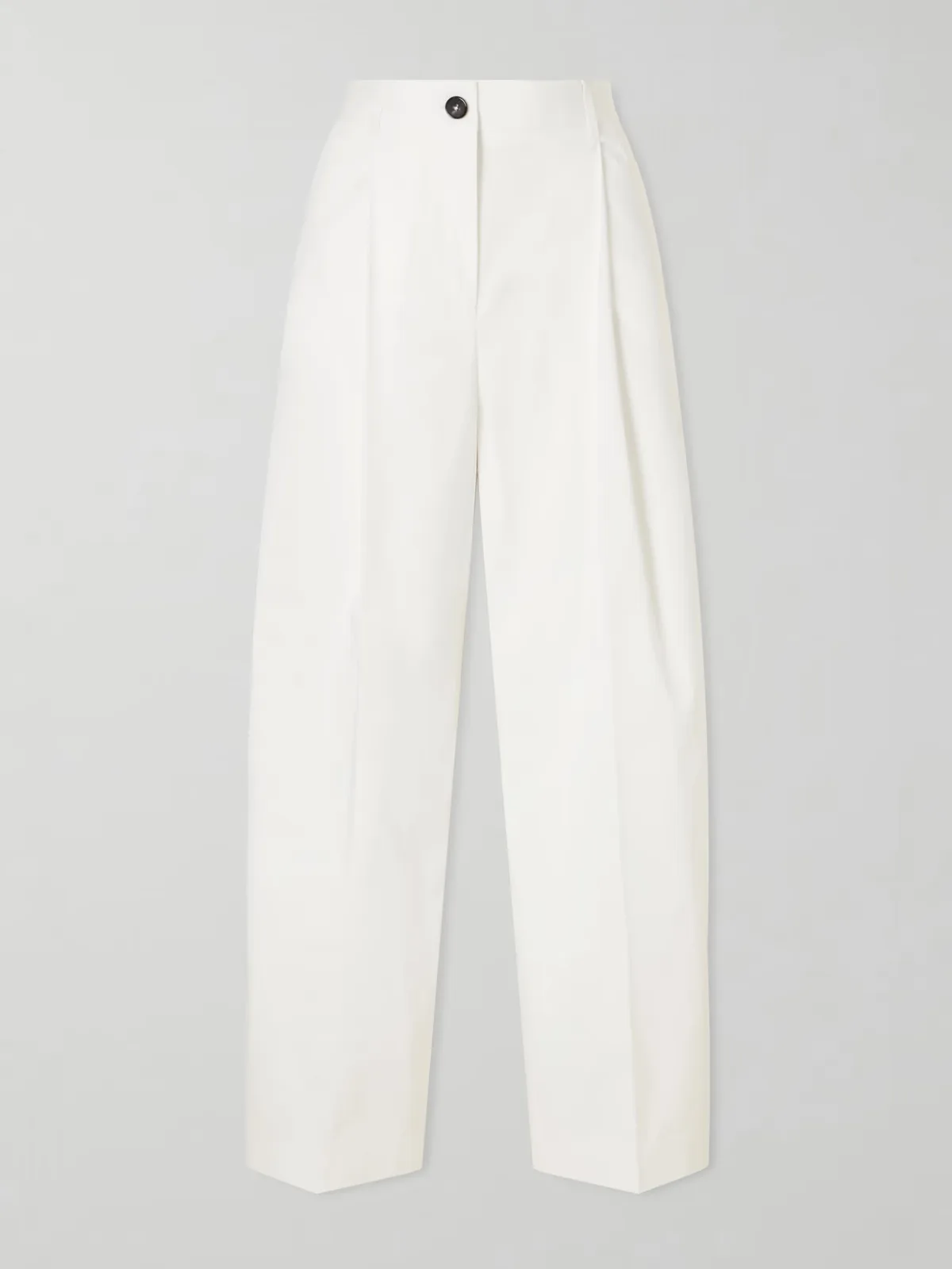 Pleated Cotton Wide-Leg Trousers