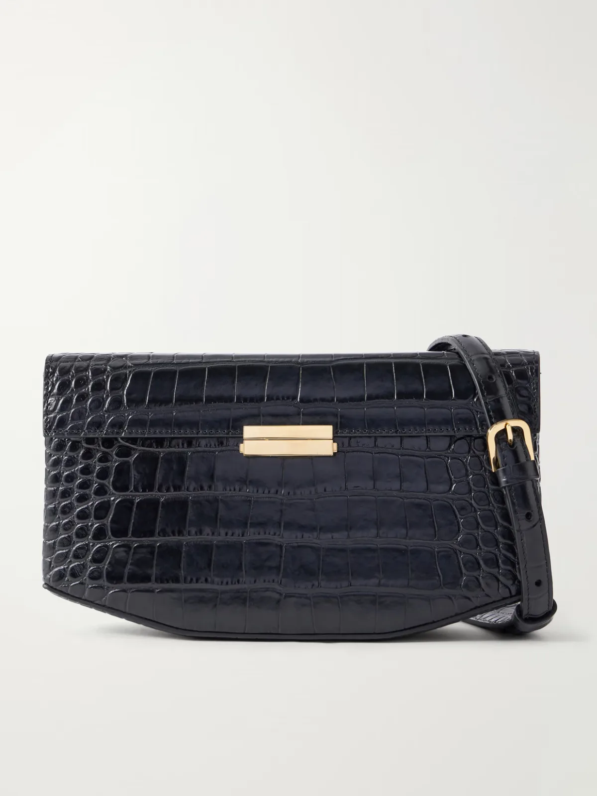Clip Croc-Effect Leather Shoulder Bag