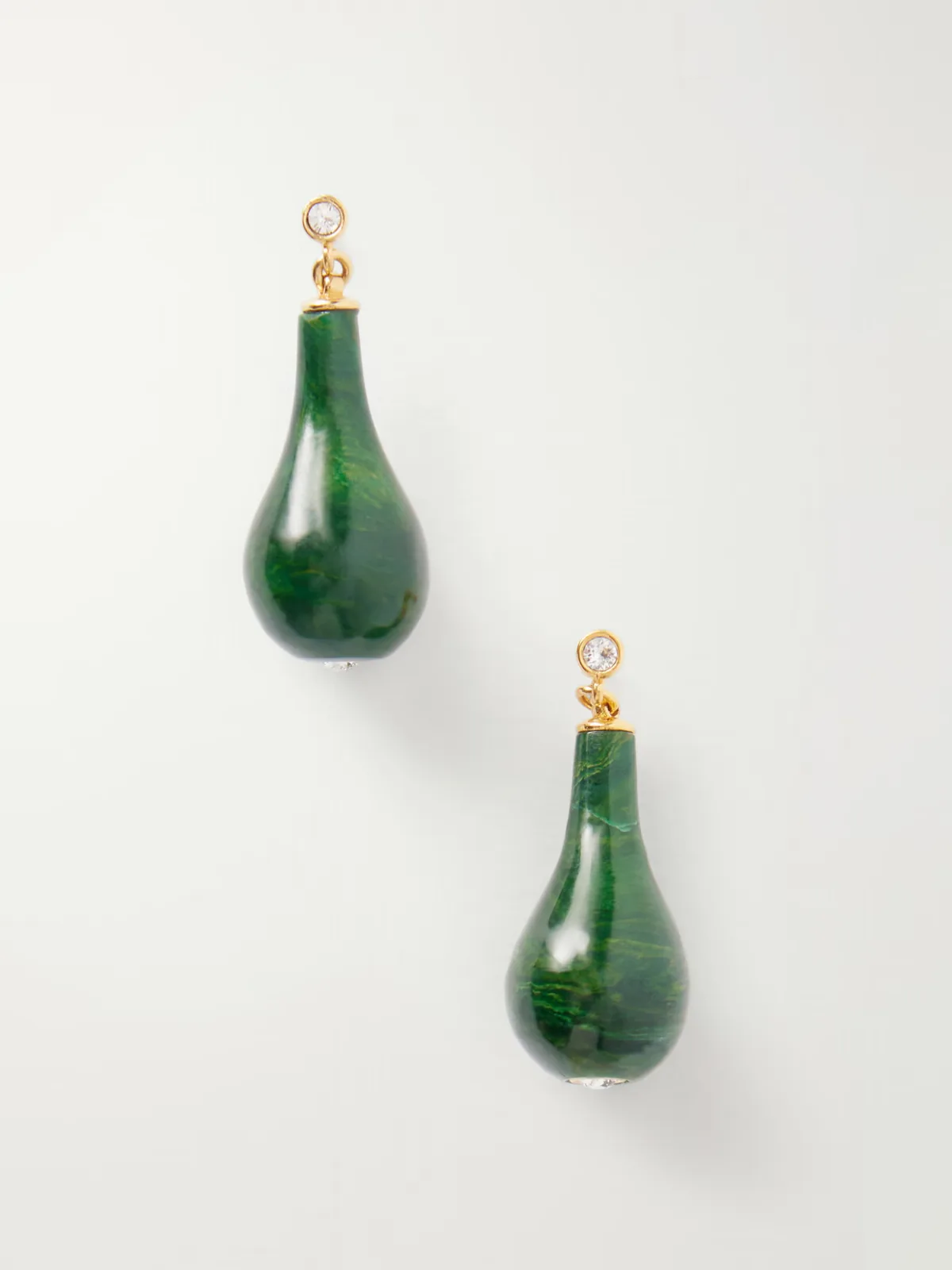 Drop Gold-Plated Jade Earrings