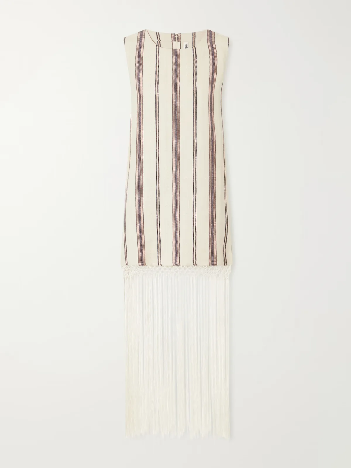 Vita Fringed Striped Cotton and Linen-Blend Mini Dress