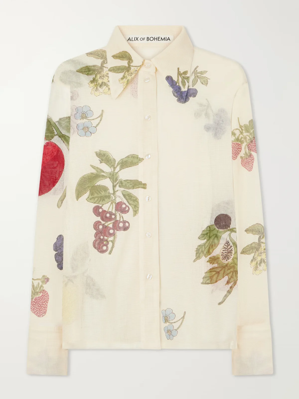 Dana Nine Fruit Printed Cotton-Mesh Shirt