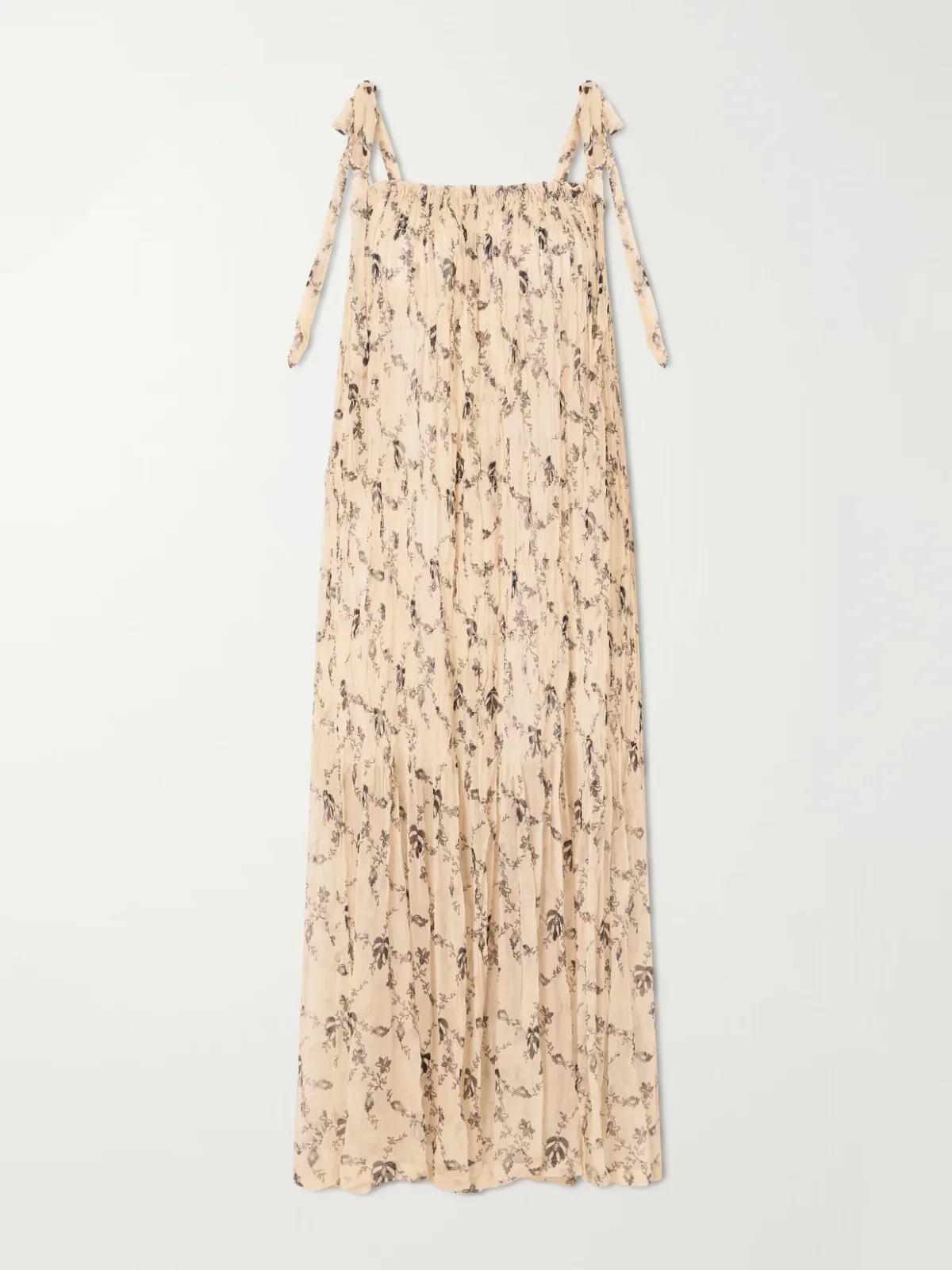 Emrys Shadow Floral-Print Gathered Midi Dress