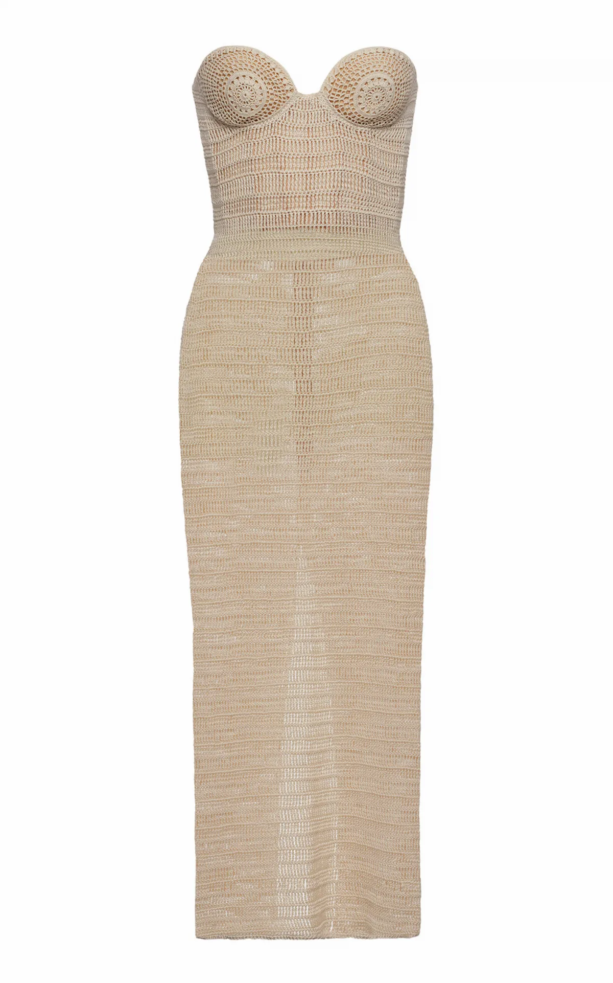 Strapless Crocheted Cotton Midi Dress