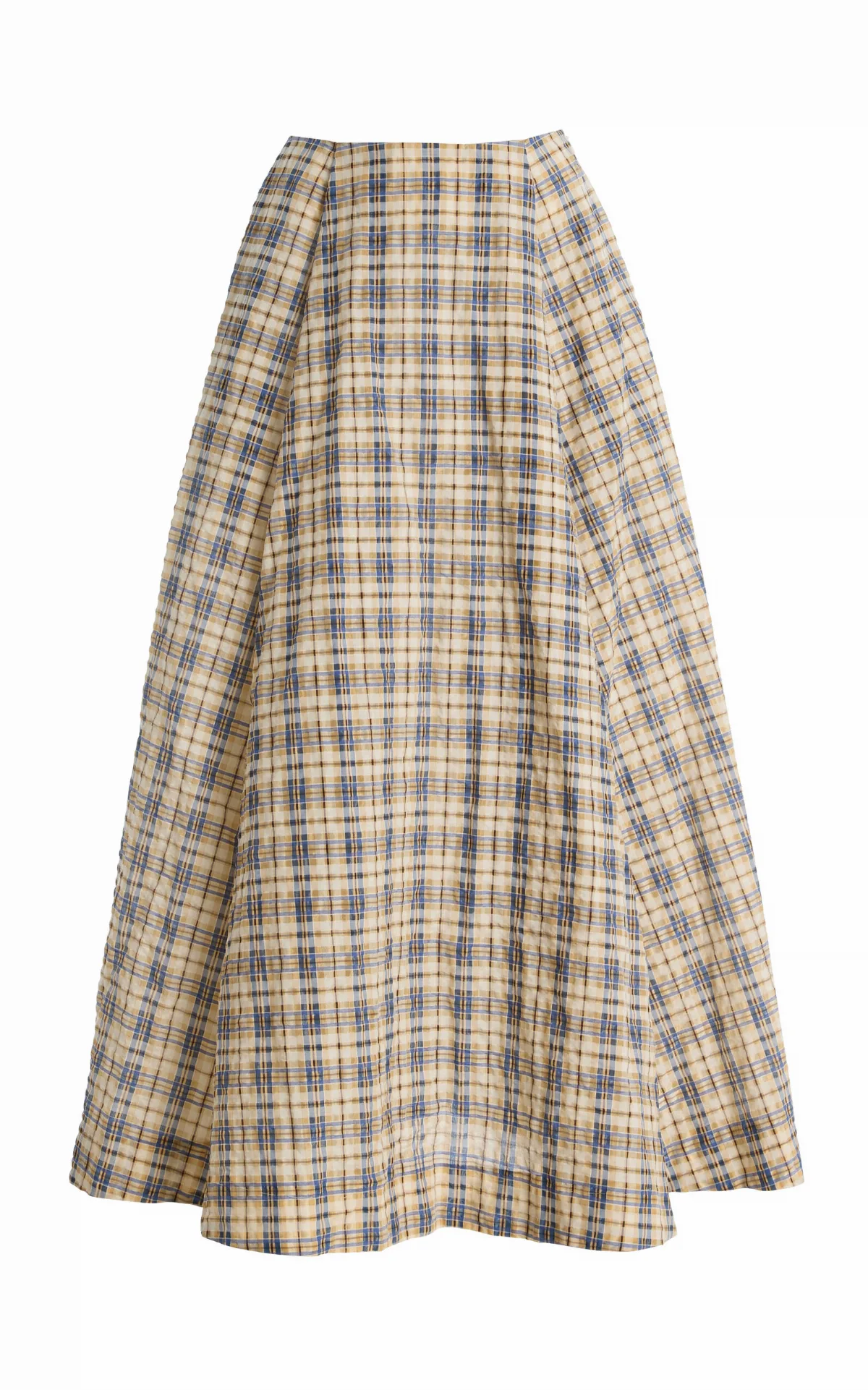 Kennedy Cotton-Blend Checked Midi Skirt