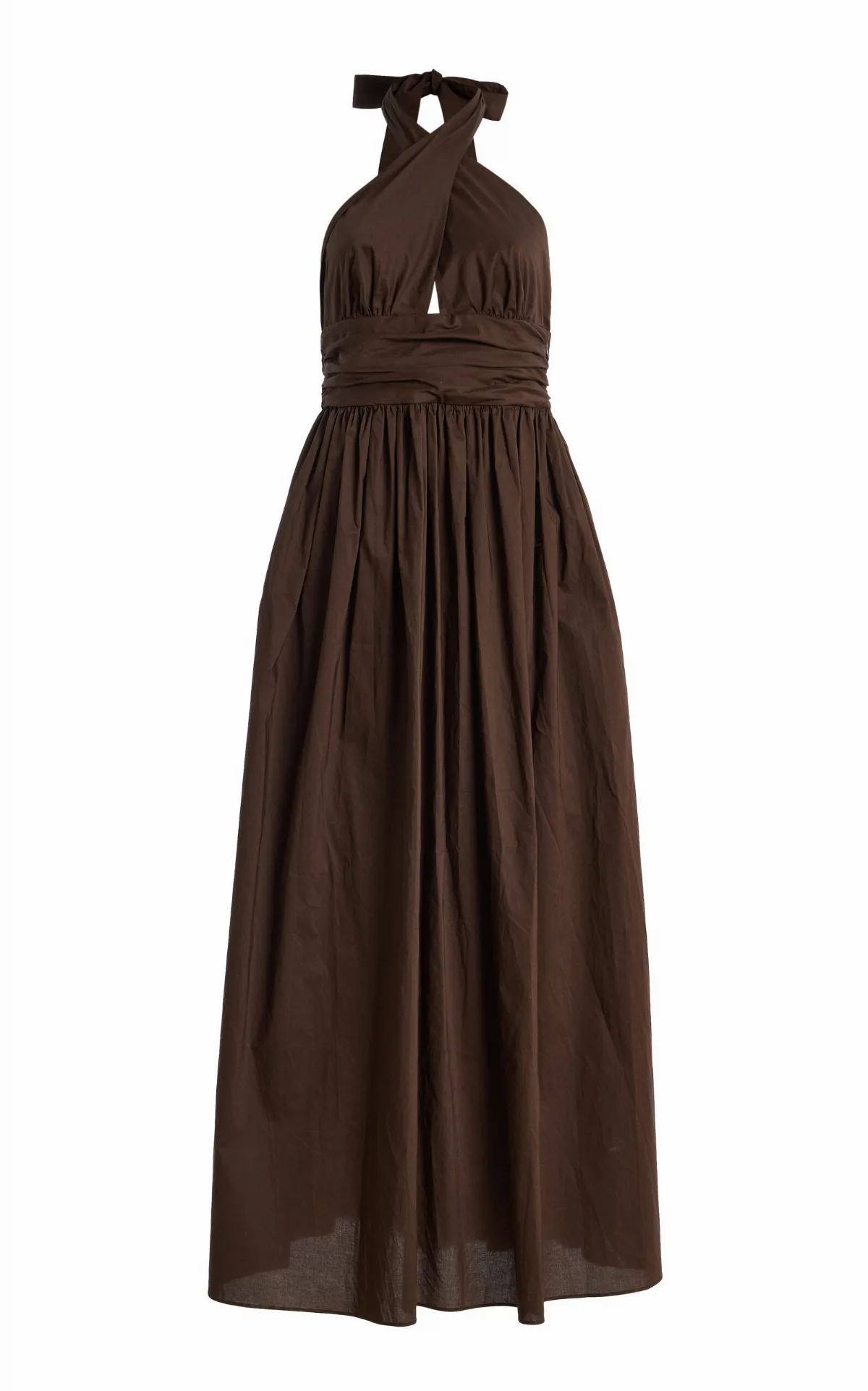 Cotton Keyhole Midi Halter Dress