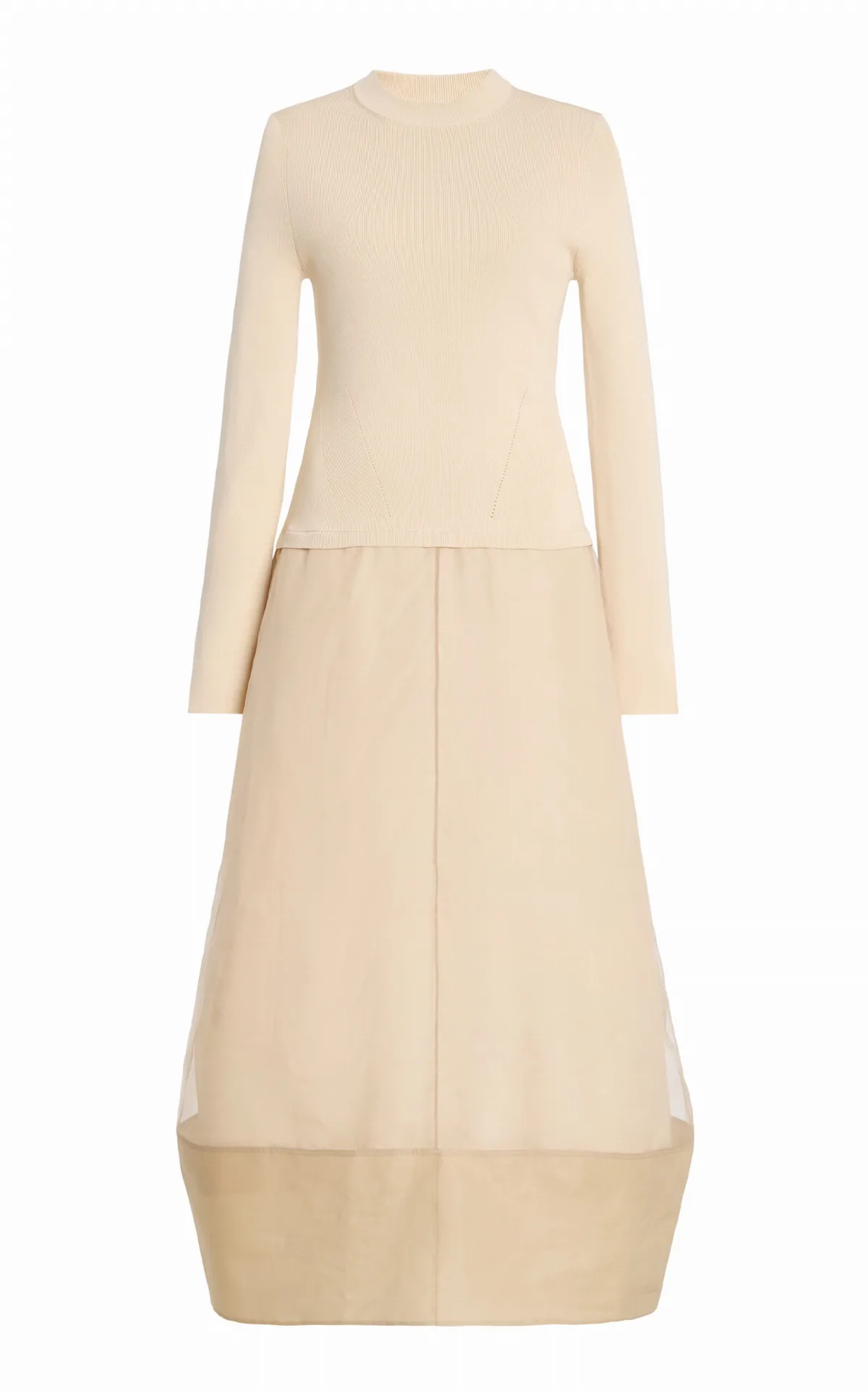 Maril Textile-Blocked Crepe De Chine Midi Dress