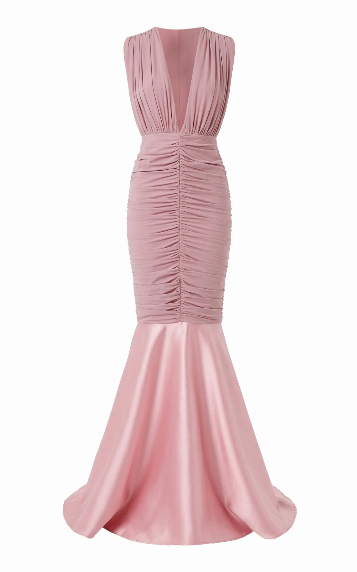 Mergan Ruched Silk-Wool Maxi Dress