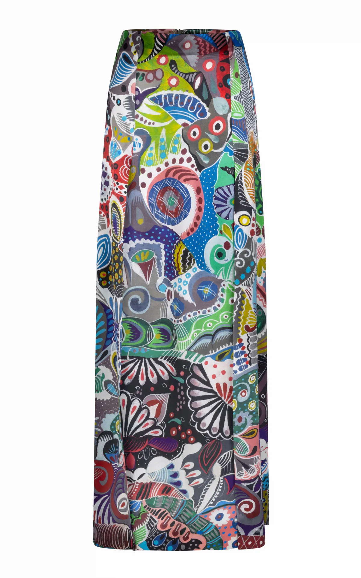 Florence Patterned Mid-Rise Paneled Silk Maxi Skirt