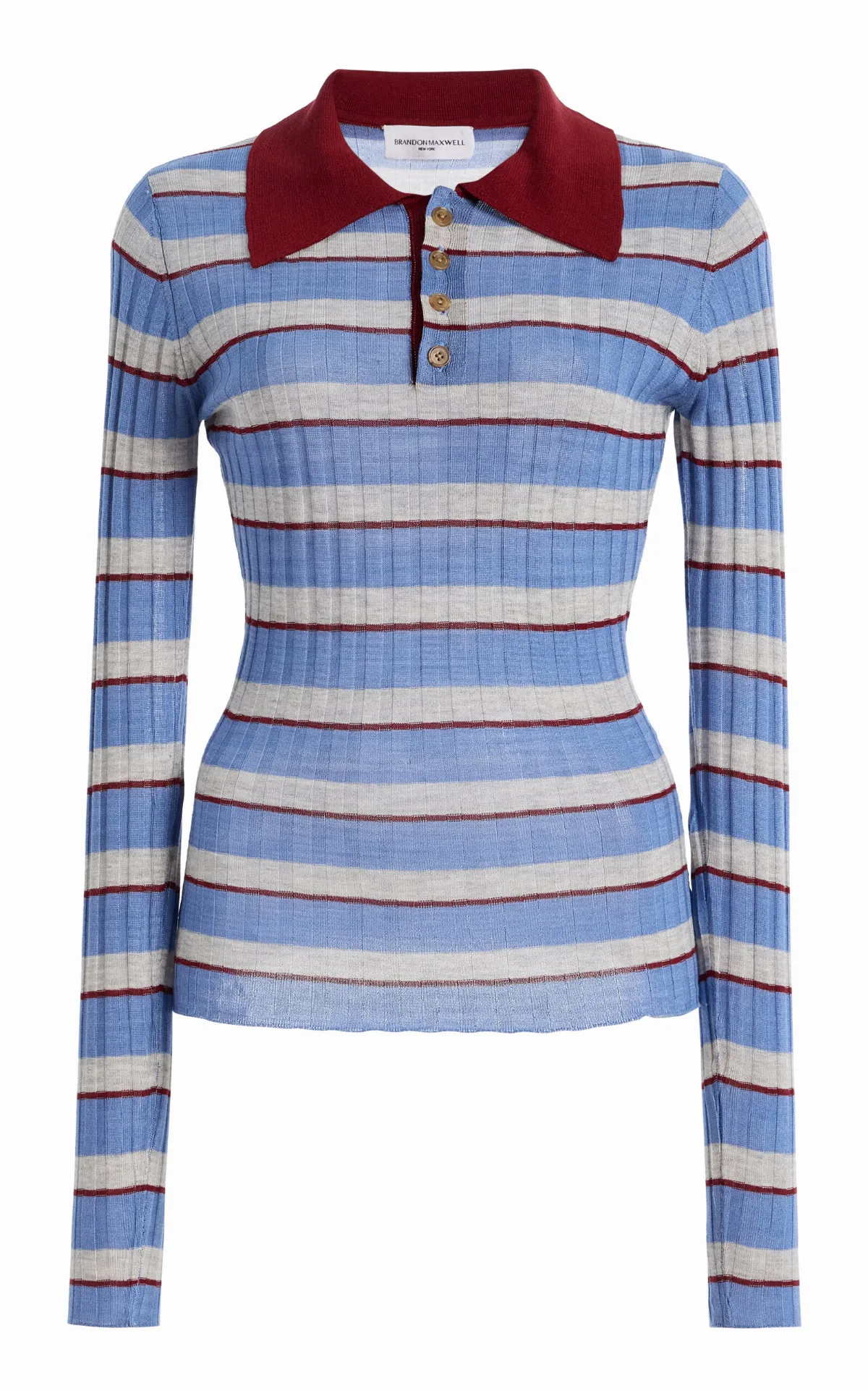 The Joni Striped Silk-Cashmere Polo Top