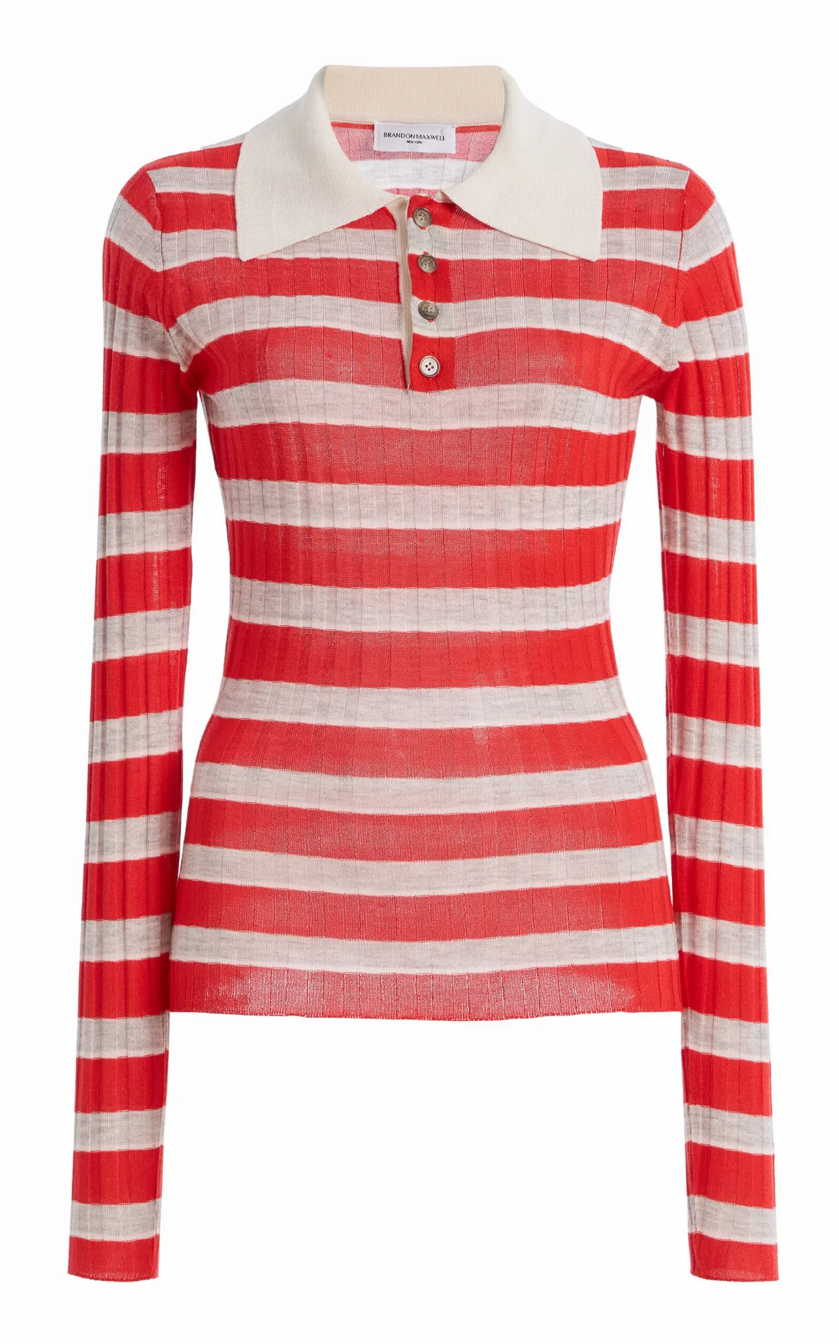 The Joni Striped Silk-Cashmere Polo Top