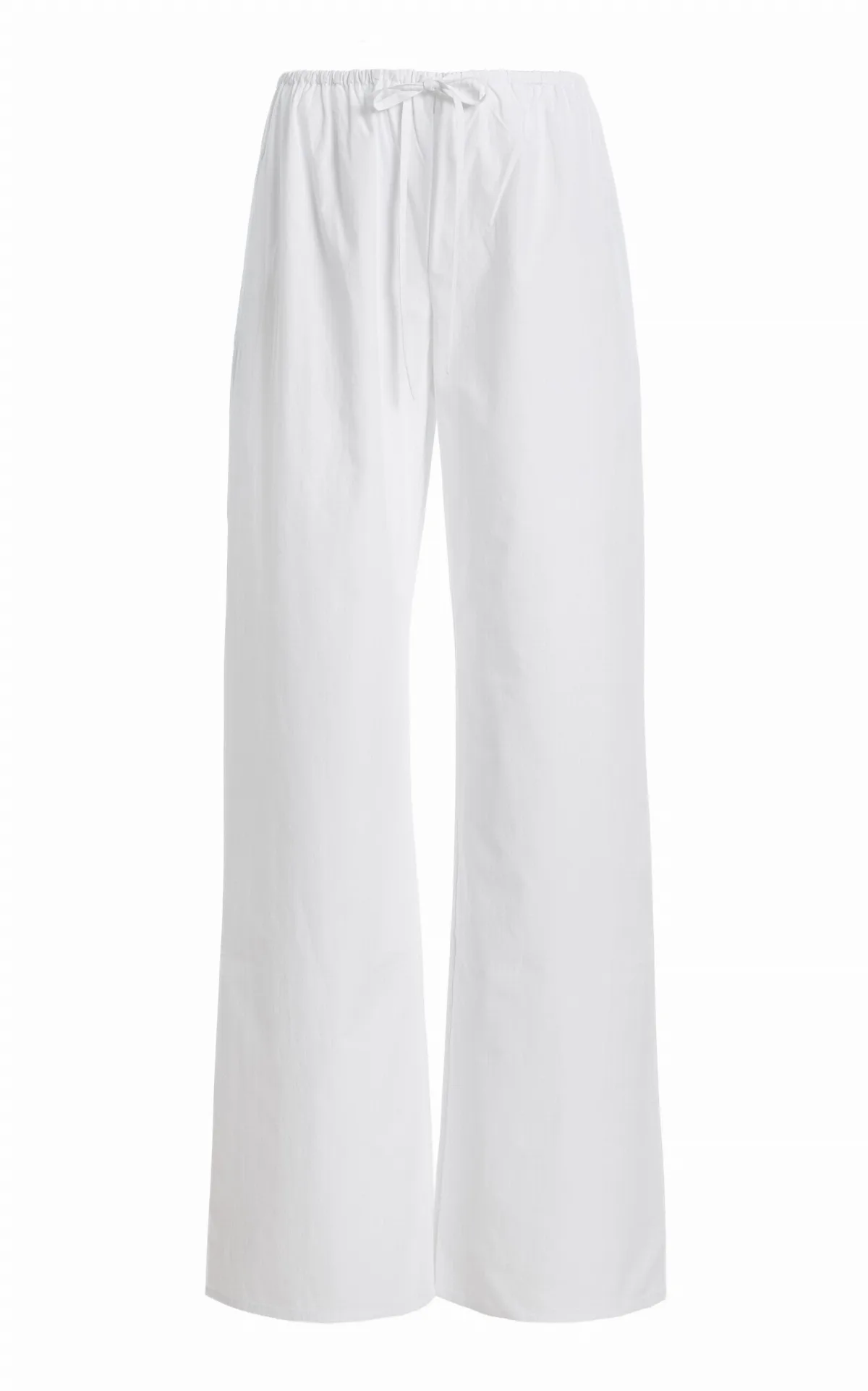 Drawstring Cotton Wide-Leg Pants