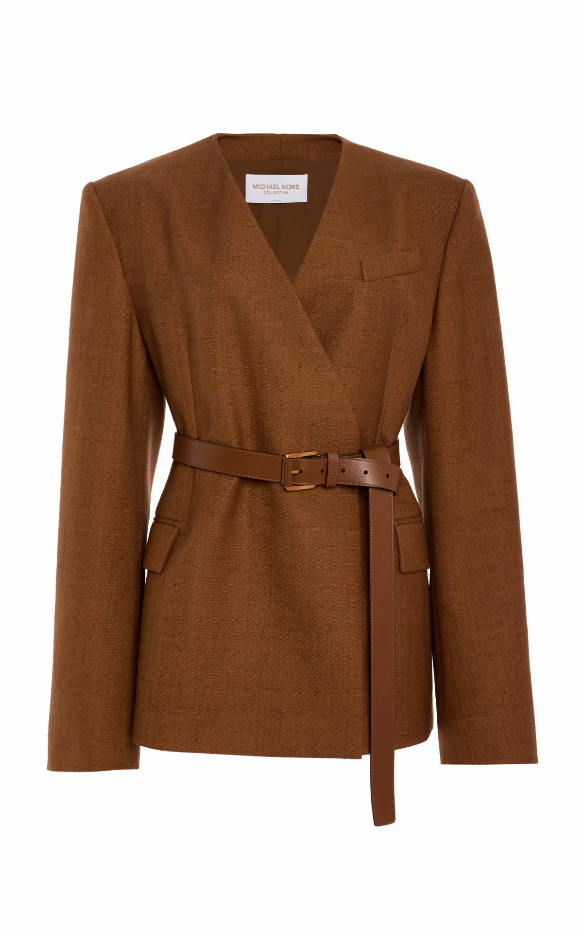 Belted Silk-Canvas Blazer