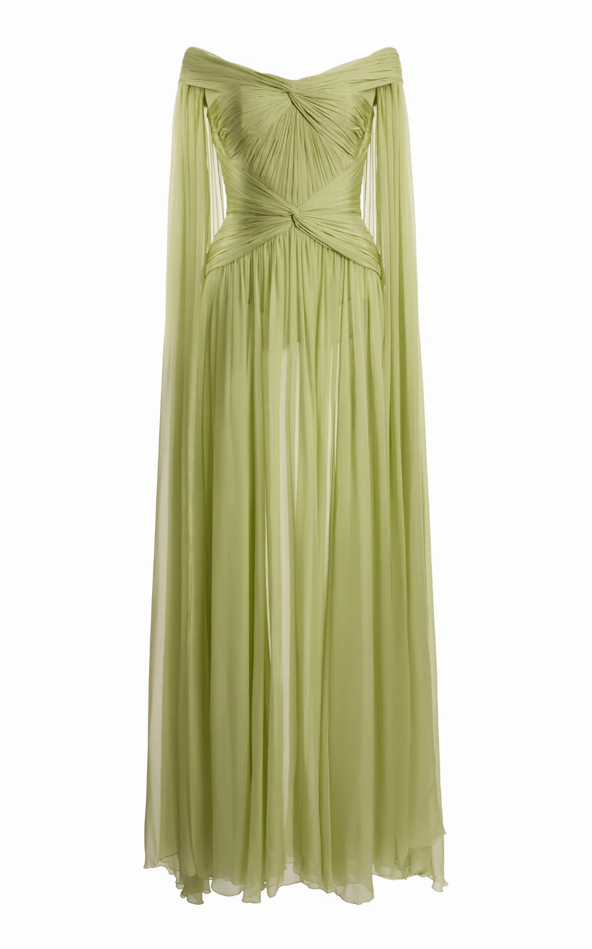 Chiffon Off-Shoulder Draped Long Dress