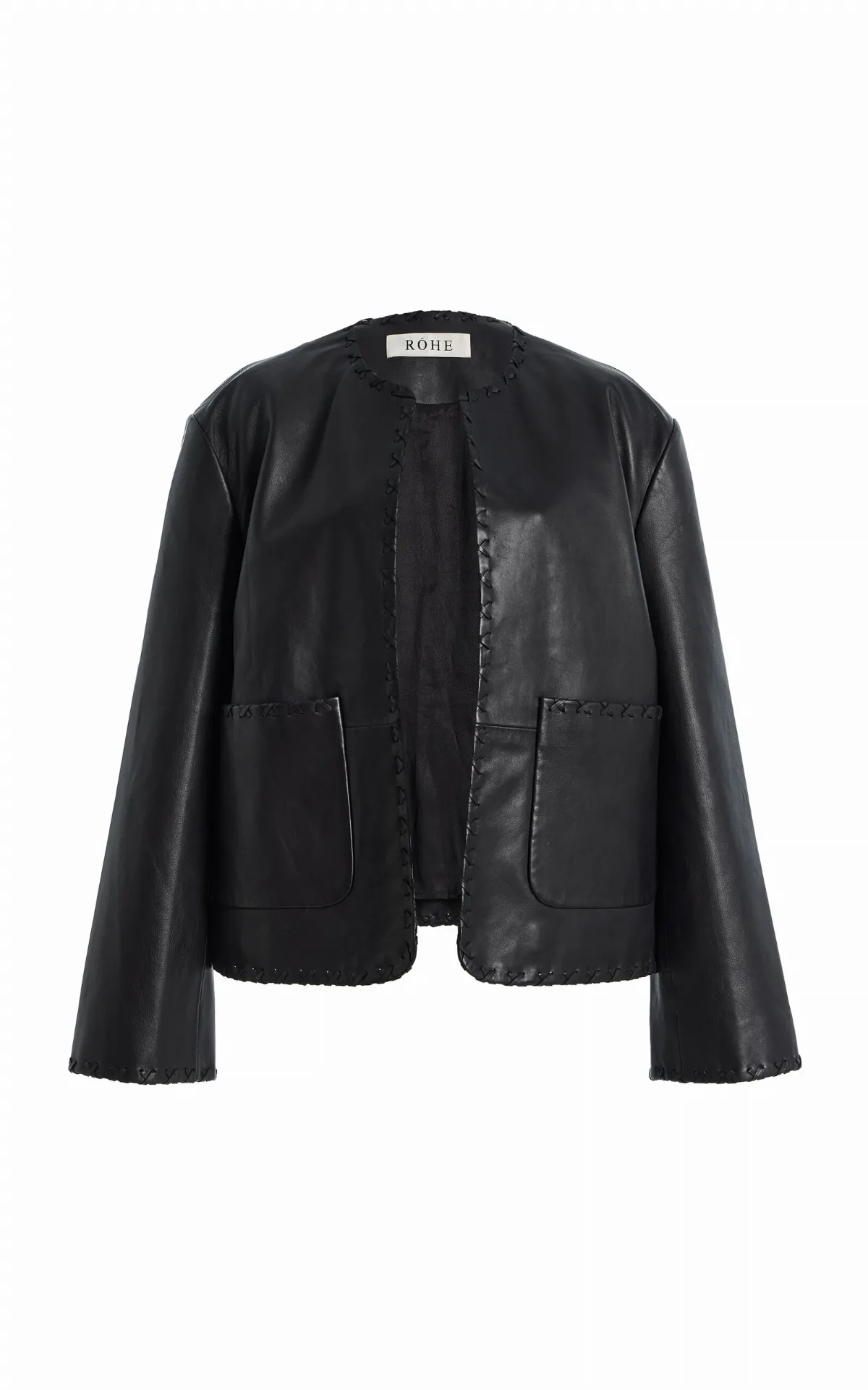 Blanket-Stitched Leather Jacket