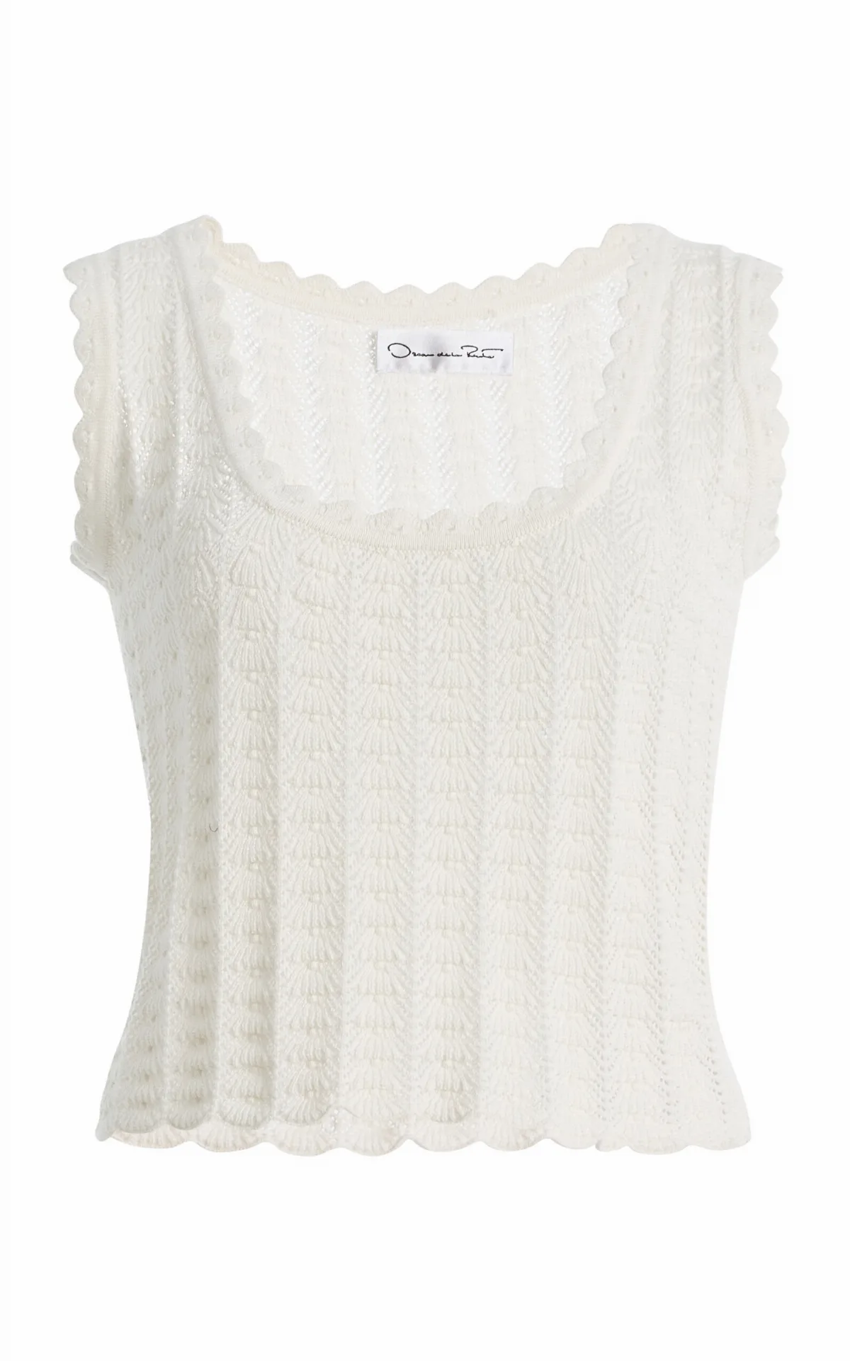 Pointelle-Knit Cotton-Silk Tank Top