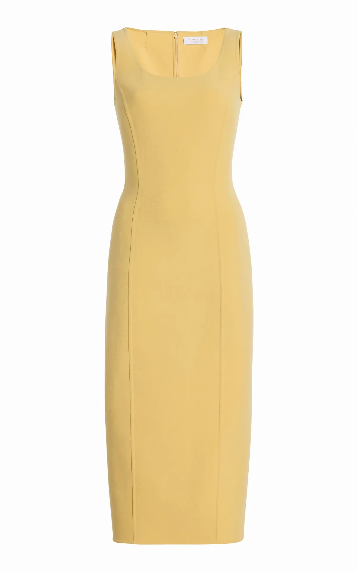 Scoop Neck Stretch-Wool Midi Dress