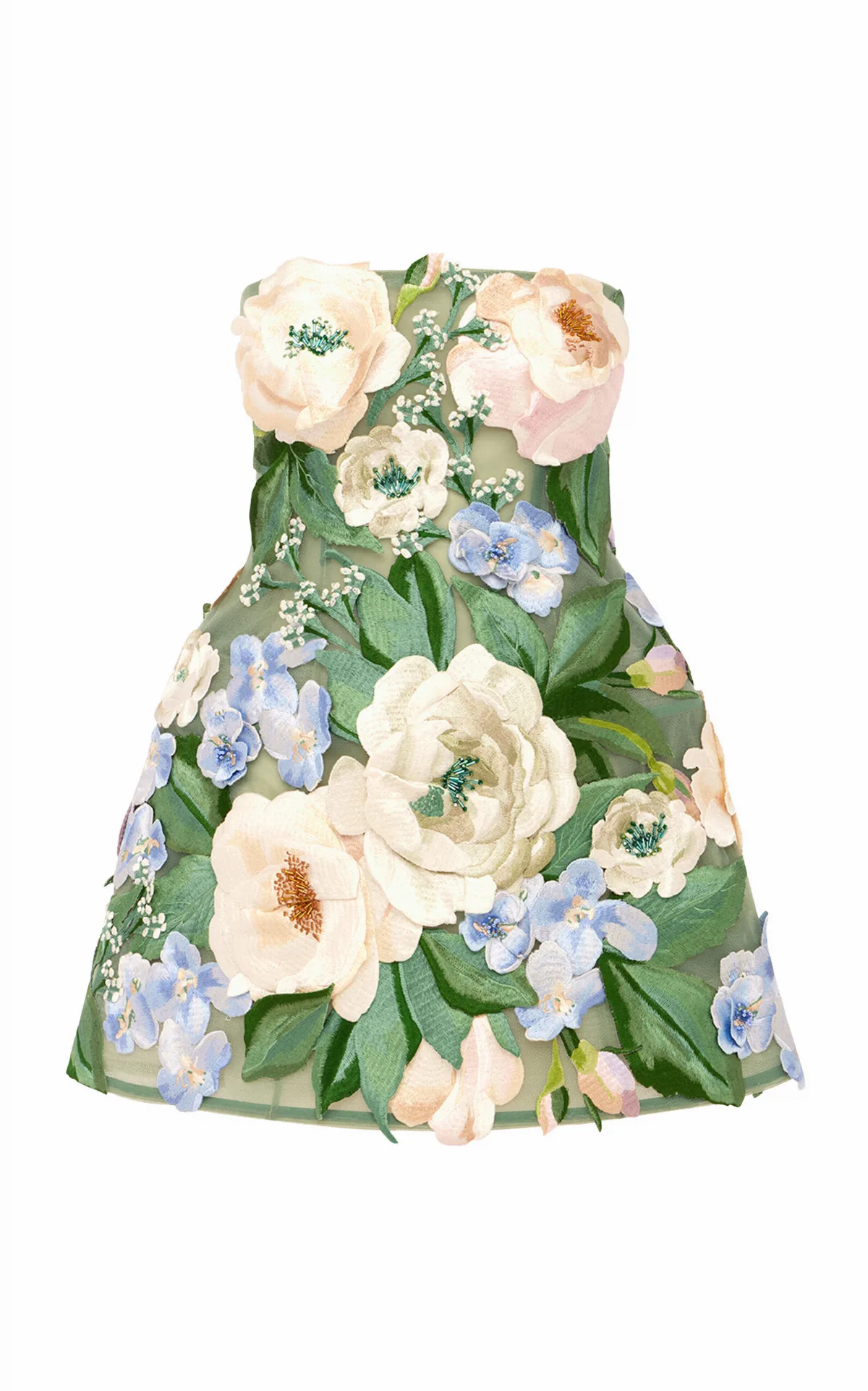 Roselle Hand-Embroidered Floral Mini Dress