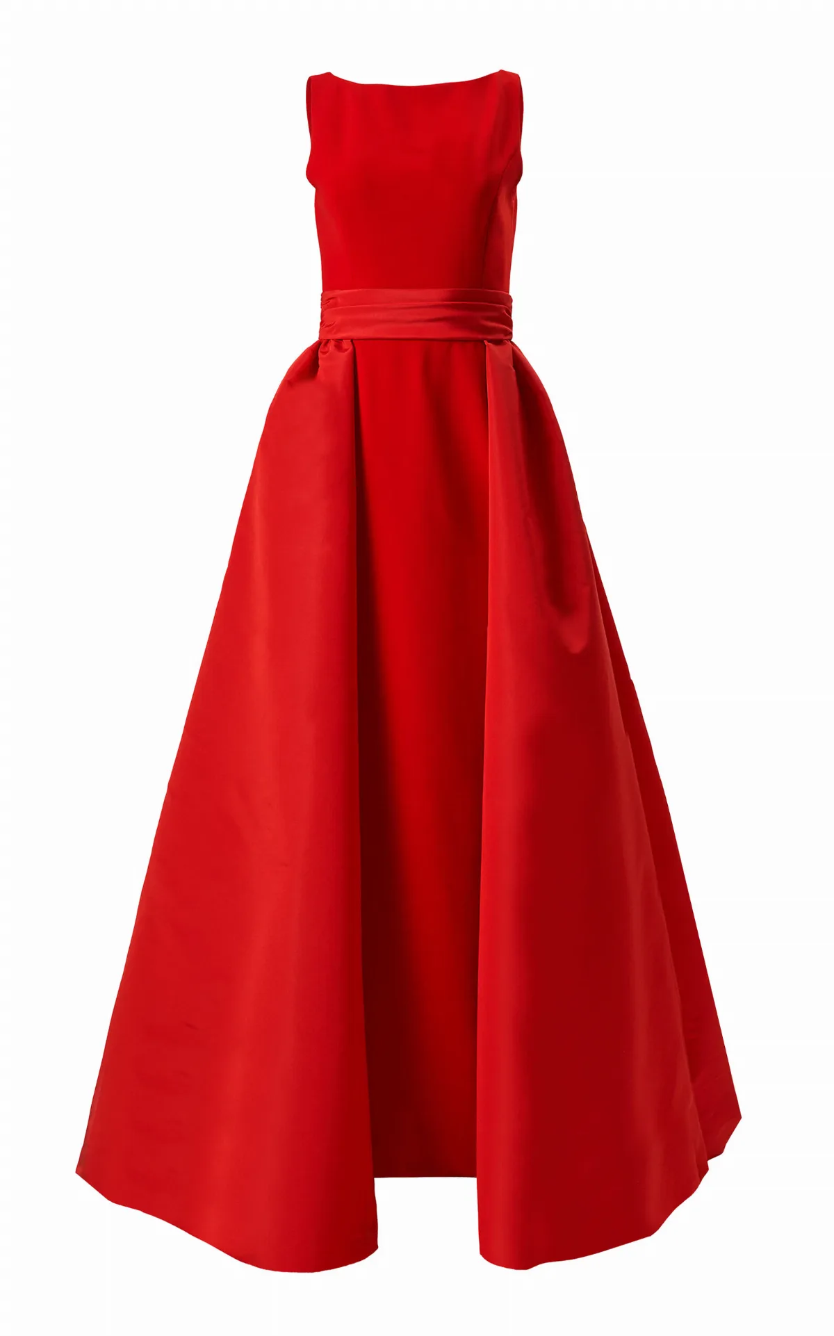Overskirt-Detailed Silk Faille Column Gown