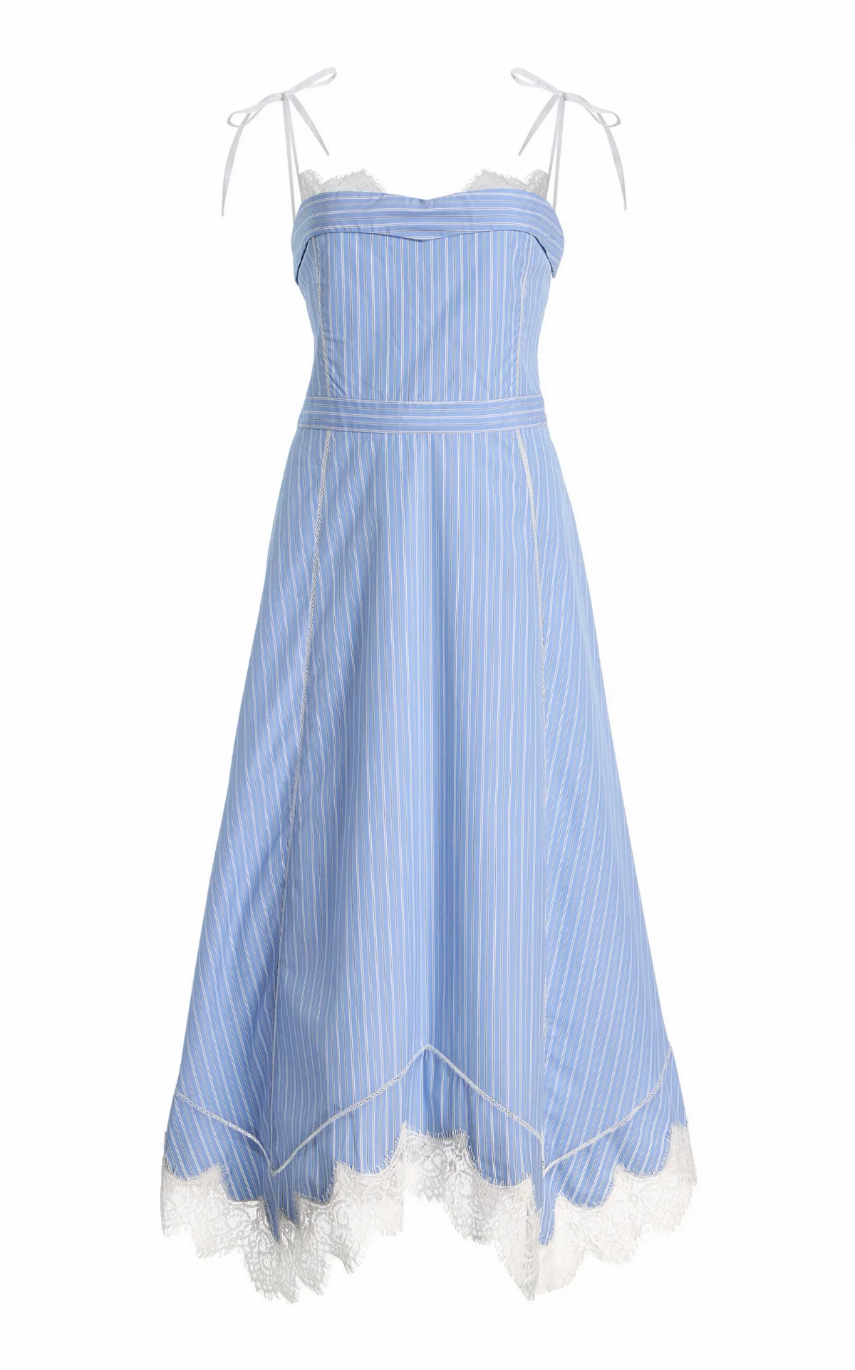 Avaleigh Lace-Trimmed Cotton Midi Dress