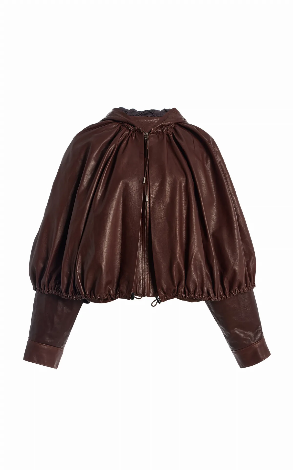 Thompson Hooded Leather Cape Jacket